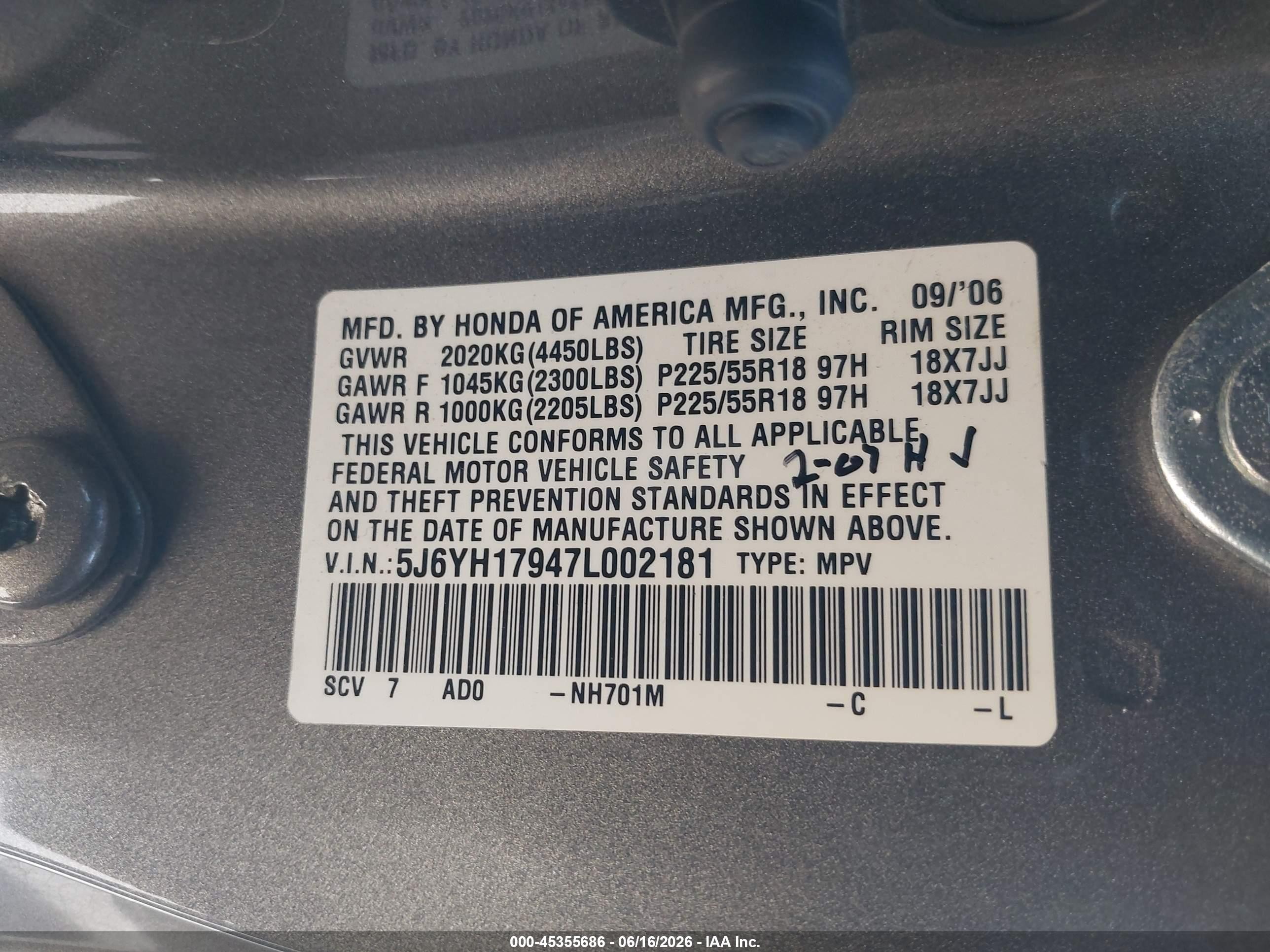 2007 Honda Element Sc Gray vin: 5J6YH17947L002181