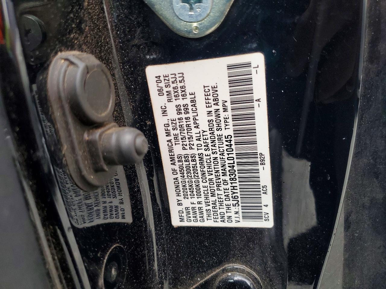 2004 Honda Element Lx Black vin: 5J6YH18304L010445