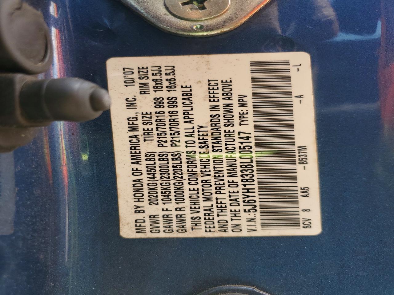 2008 Honda Element Lx Синий vin: 5J6YH18338L005147