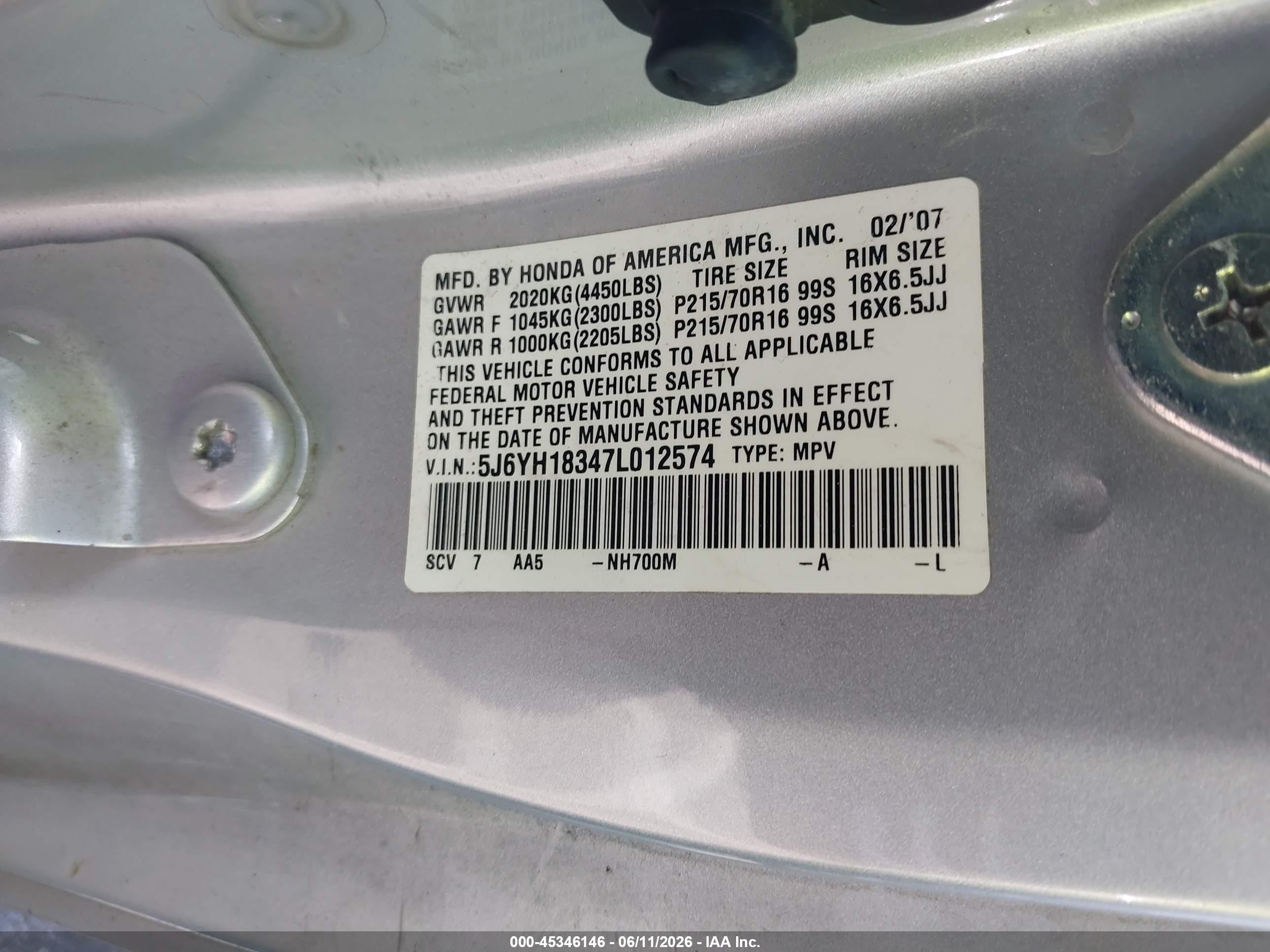 2007 Honda Element Lx Gray vin: 5J6YH18347L012574