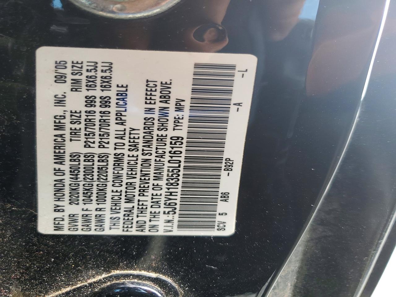 2005 Honda Element Lx Черный vin: 5J6YH18355L016159