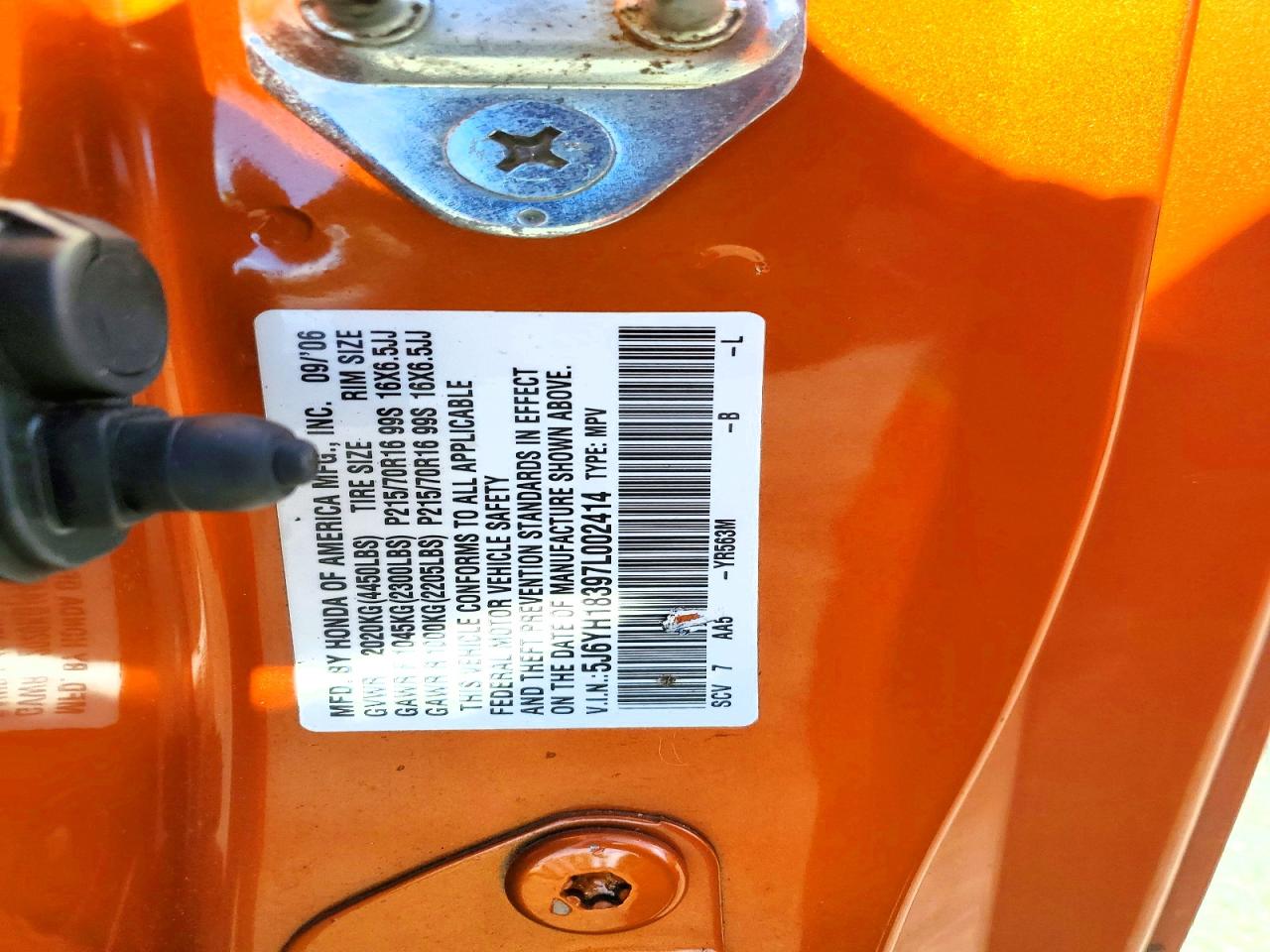 2007 Honda Element Lx Orange vin: 5J6YH18397L002414