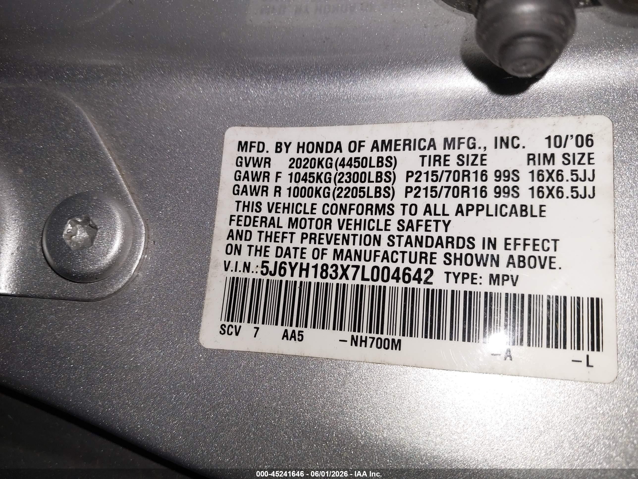 2007 Honda Element Lx Silver vin: 5J6YH183X7L004642