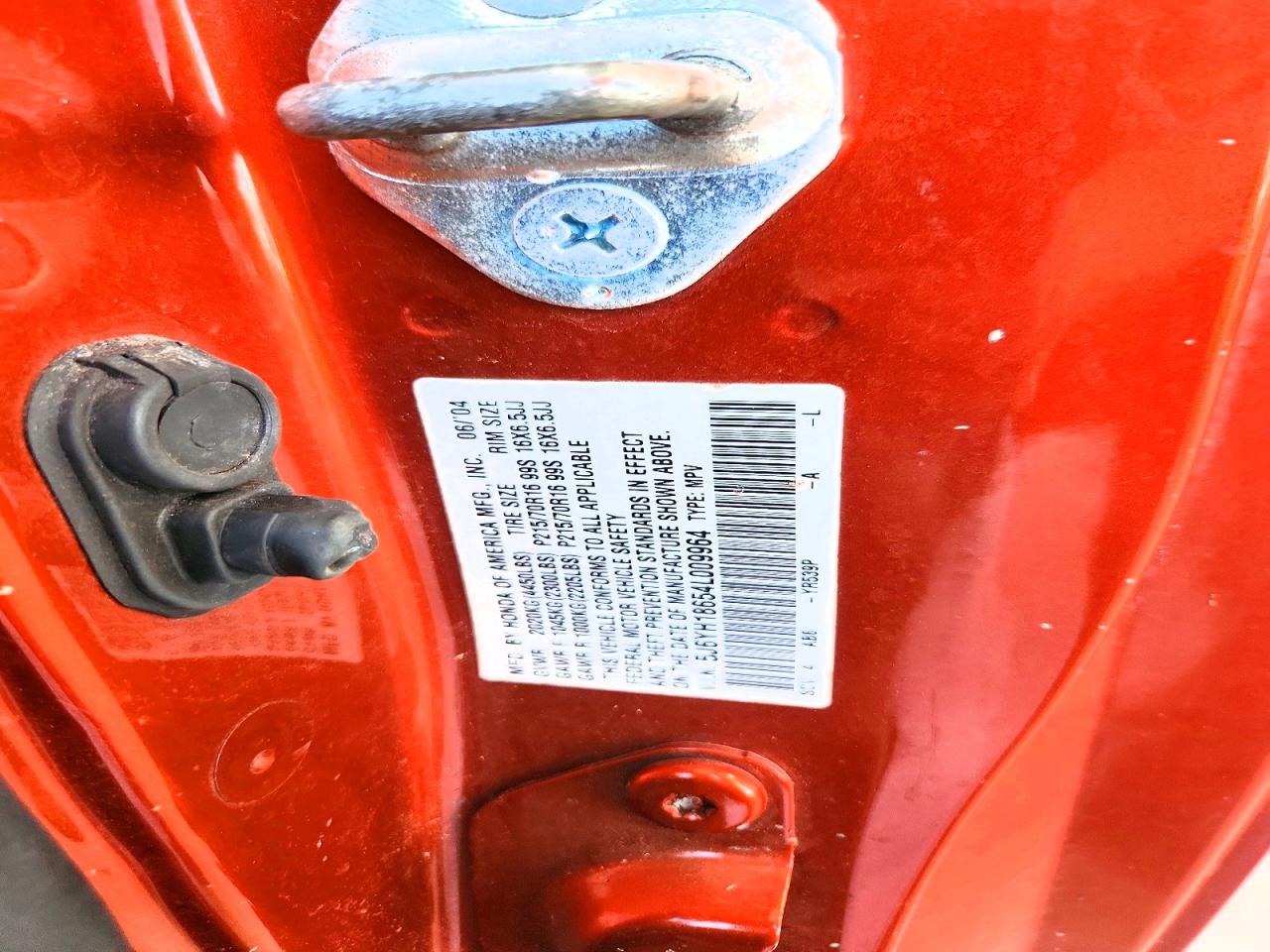 2004 Honda Element Ex Orange vin: 5J6YH18654L009964