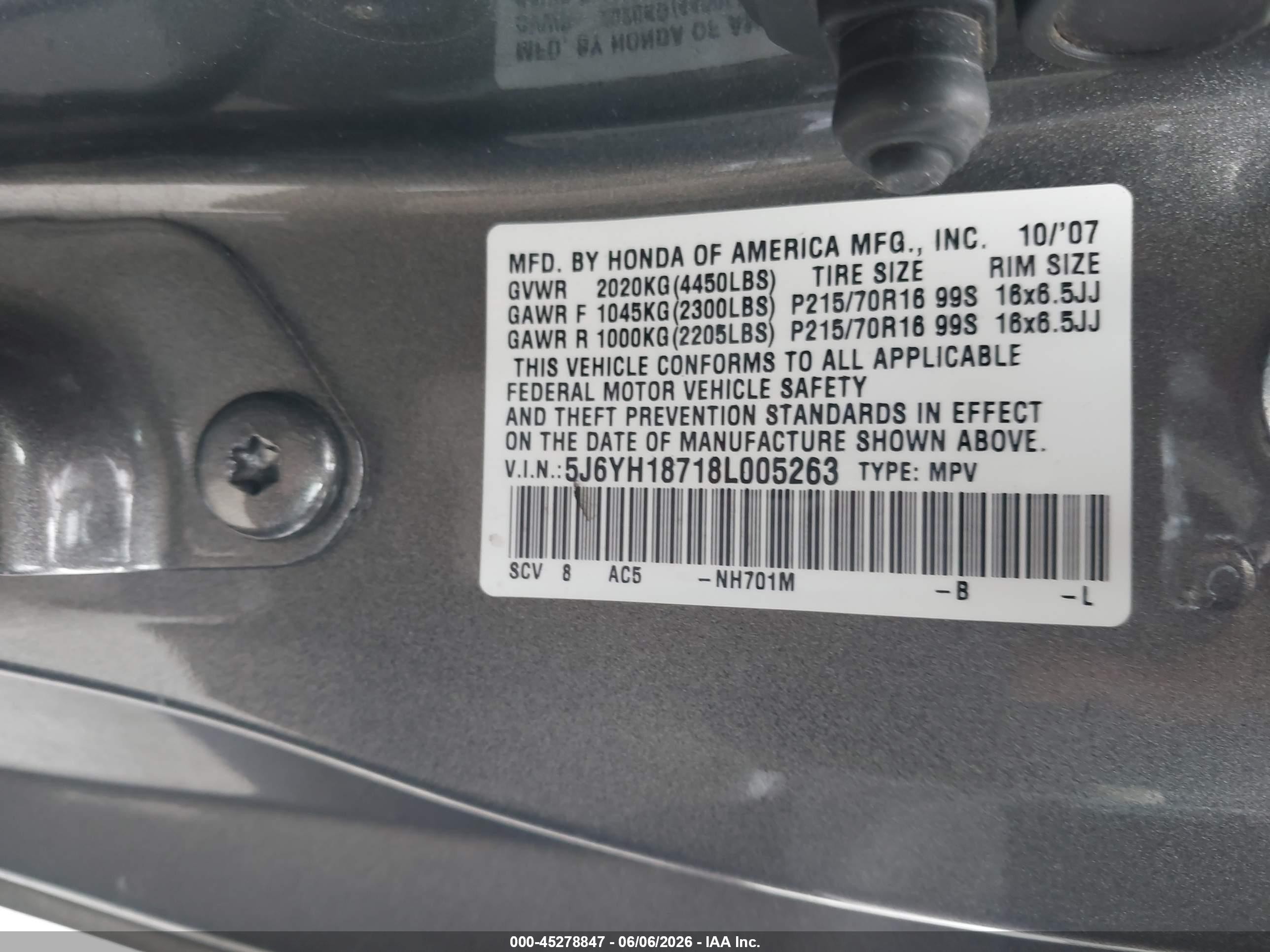 2008 Honda Element Ex Gray vin: 5J6YH18718L005263