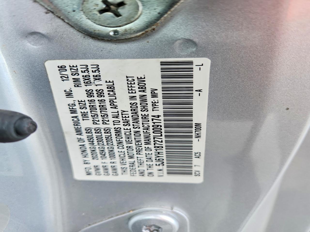 2007 Honda Element Ex Серебряный vin: 5J6YH18727L009174
