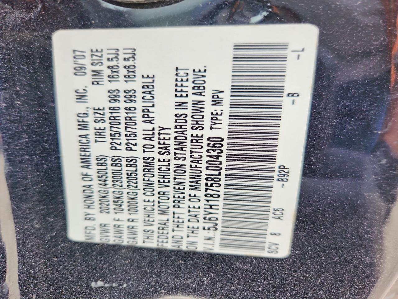 2008 Honda Element Ex Black vin: 5J6YH18758L004360