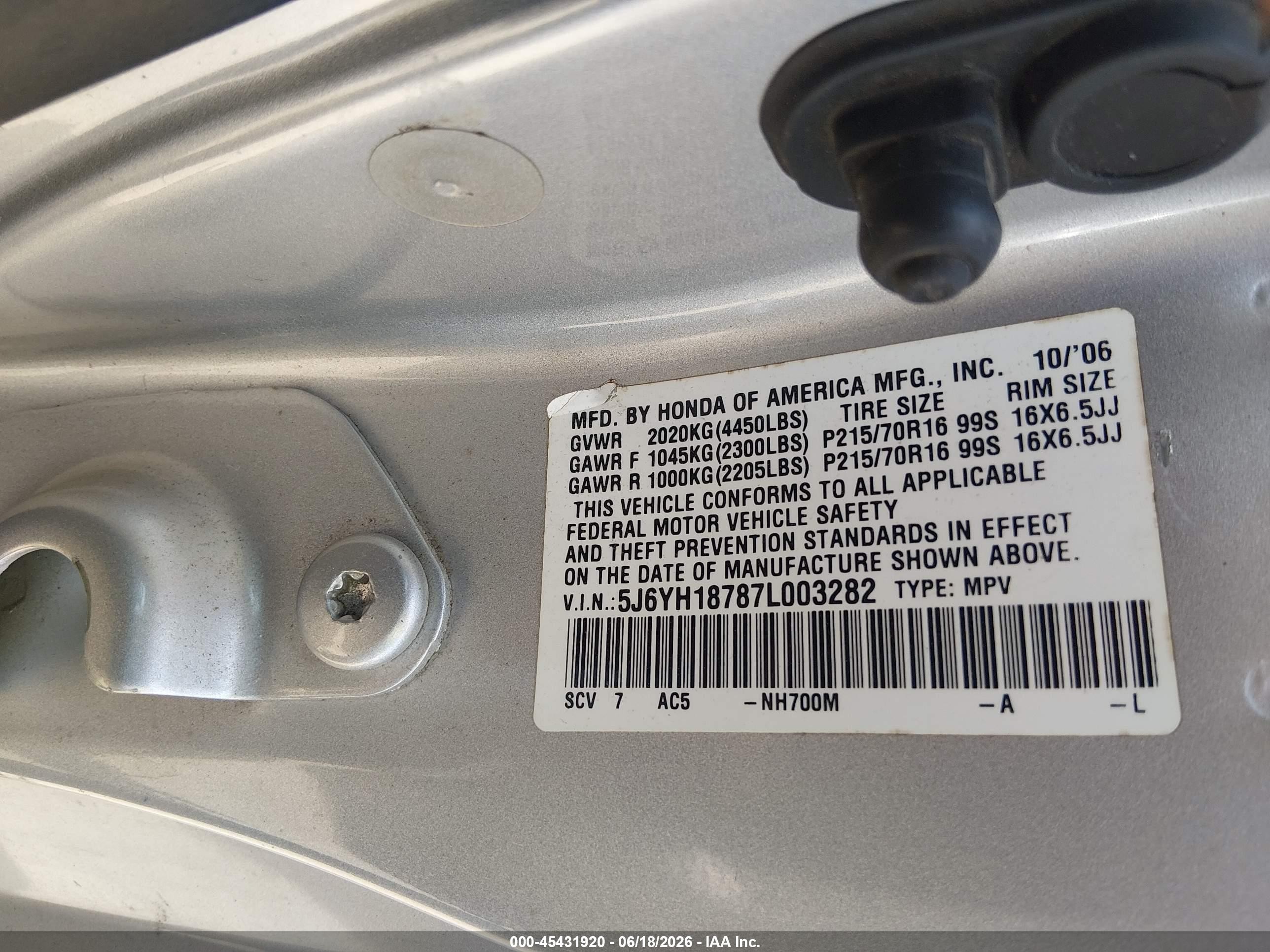 2007 Honda Element Ex Silver vin: 5J6YH18787L003282