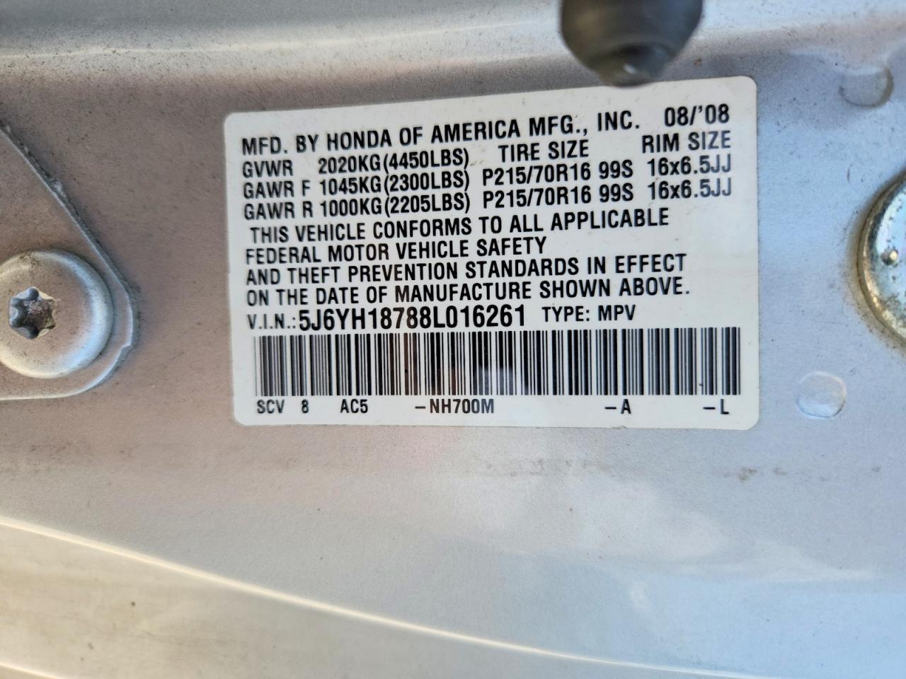 2008 Honda Element Ex Серебряный vin: 5J6YH18788L016261