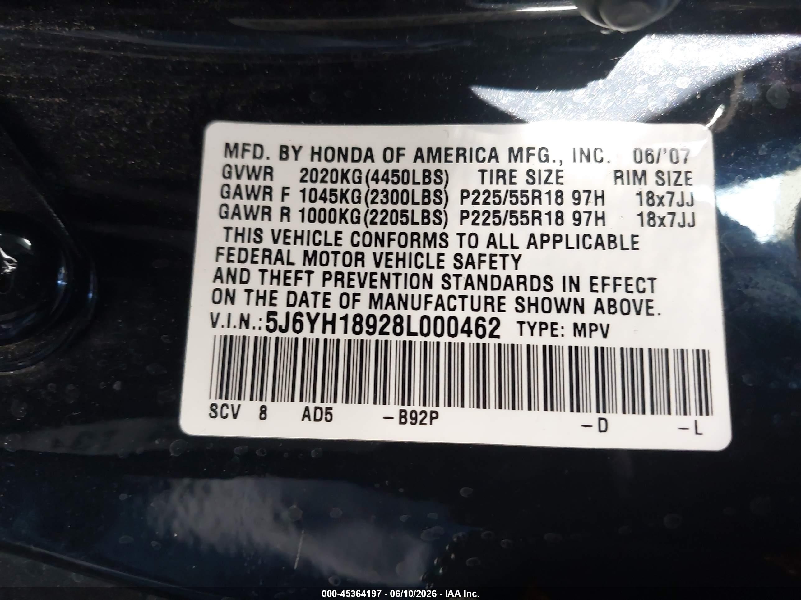 2008 Honda Element Sc Black vin: 5J6YH18928L000462
