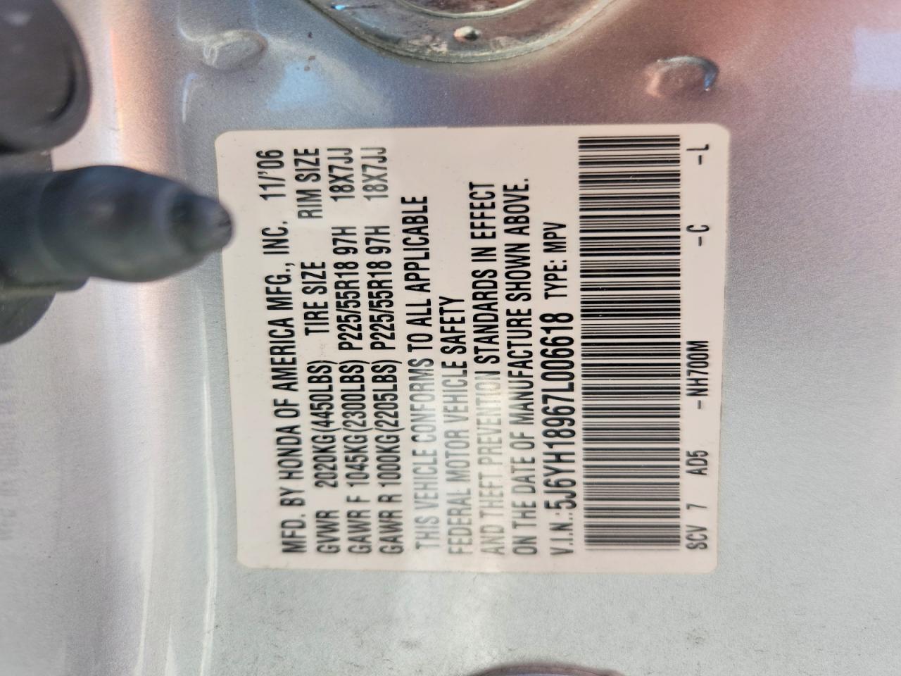 2007 Honda Element Sc Silver vin: 5J6YH18967L006618