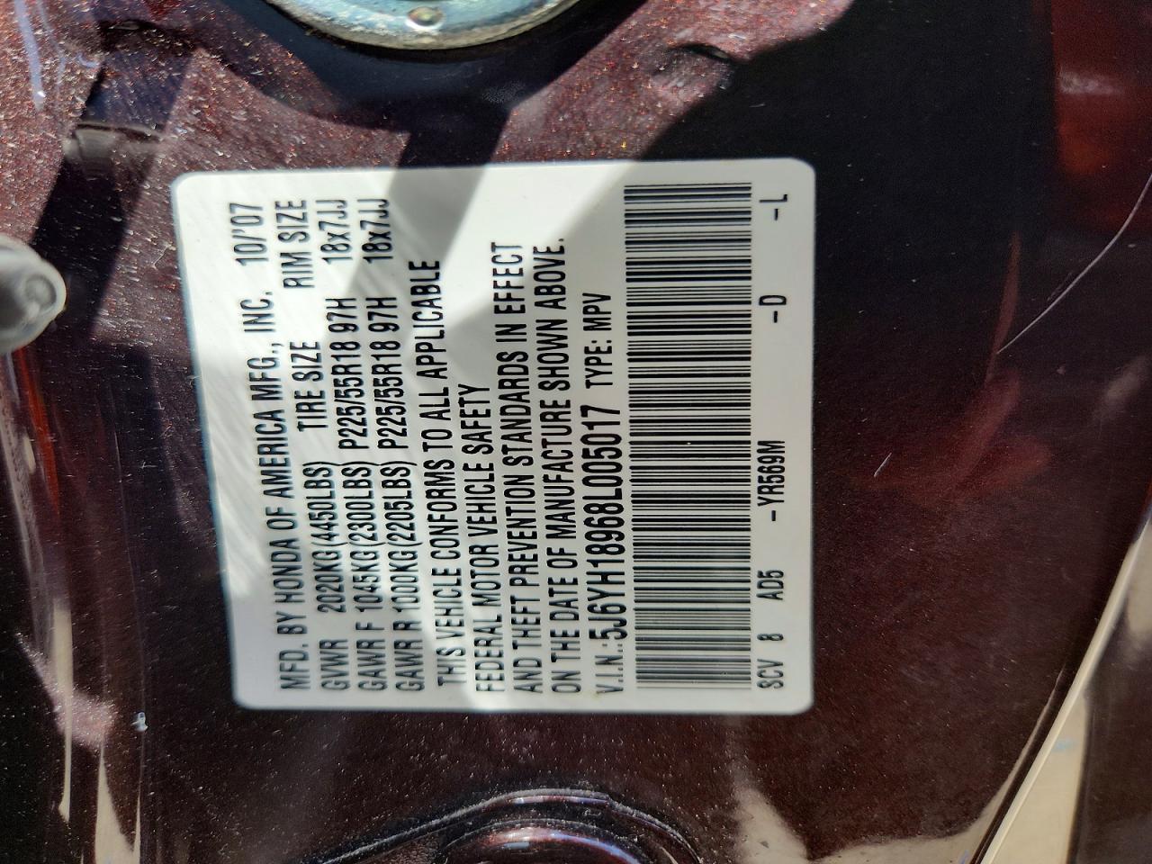 2008 Honda Element Sc Maroon vin: 5J6YH18968L005017