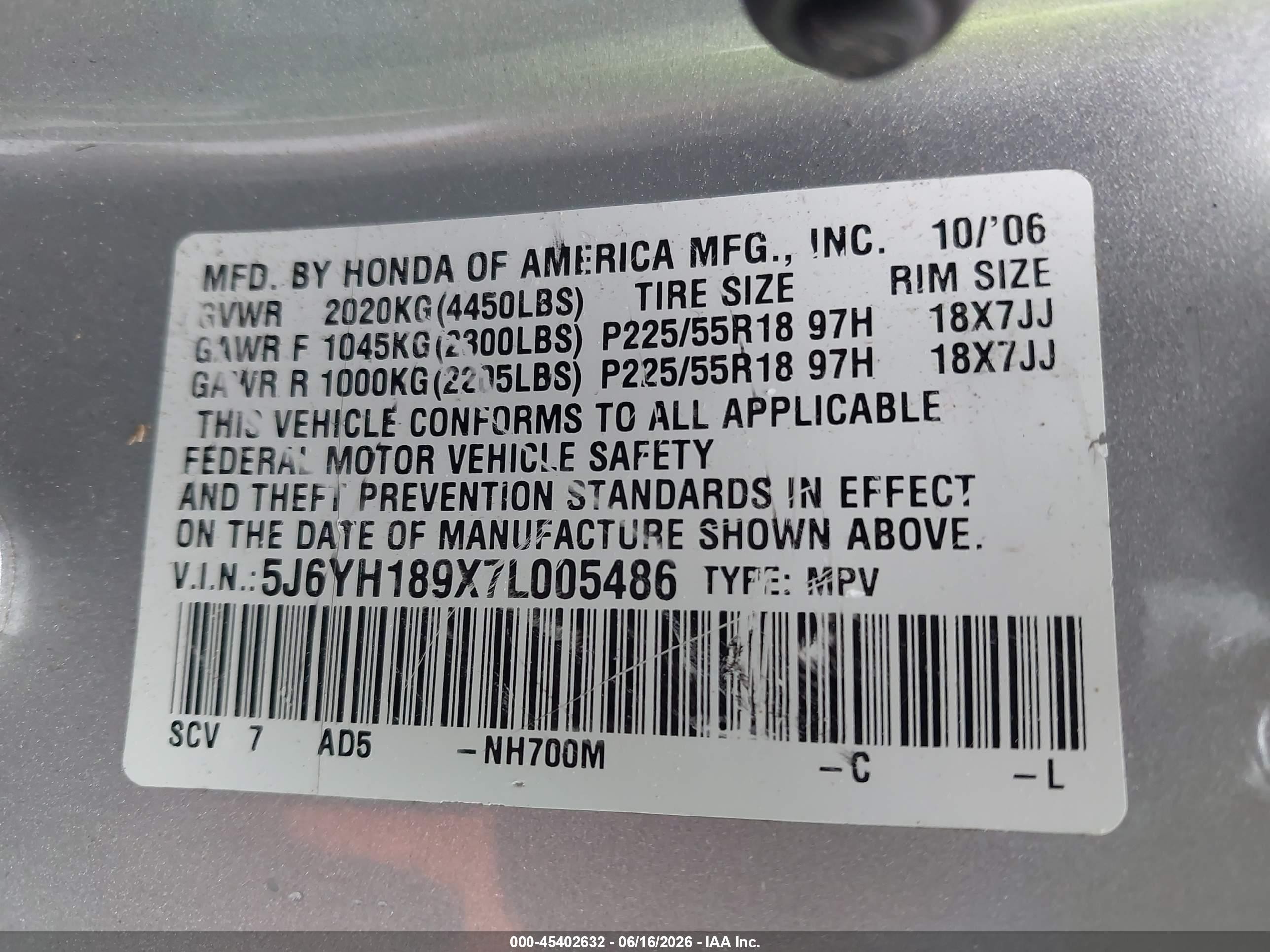 2007 Honda Element Sc Silver vin: 5J6YH189X7L005486