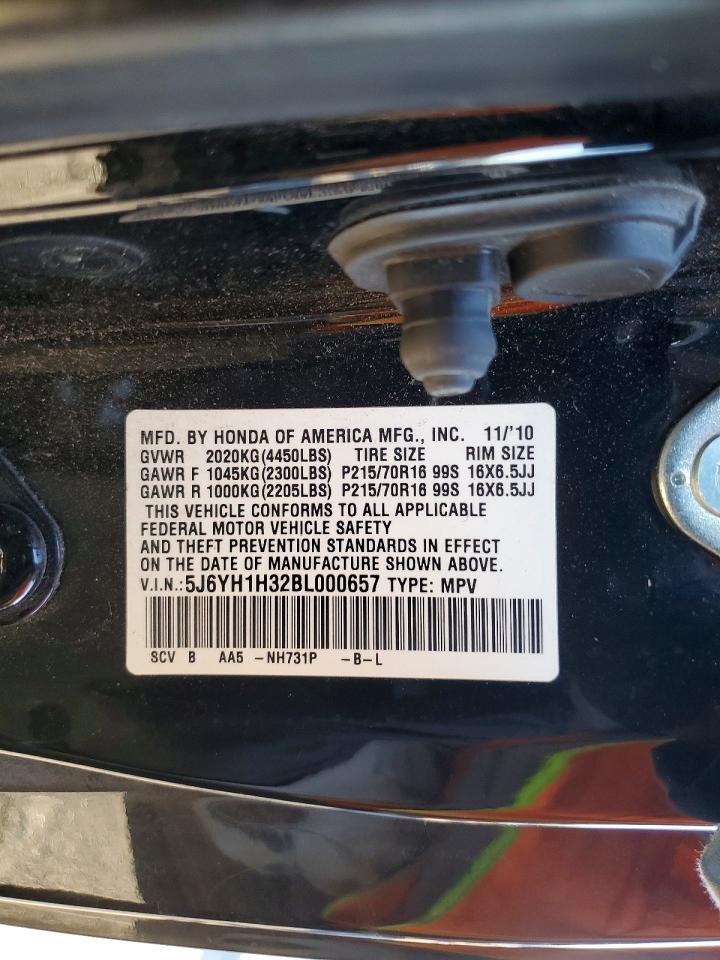 2011 Honda Element Lx Black vin: 5J6YH1H32BL000657
