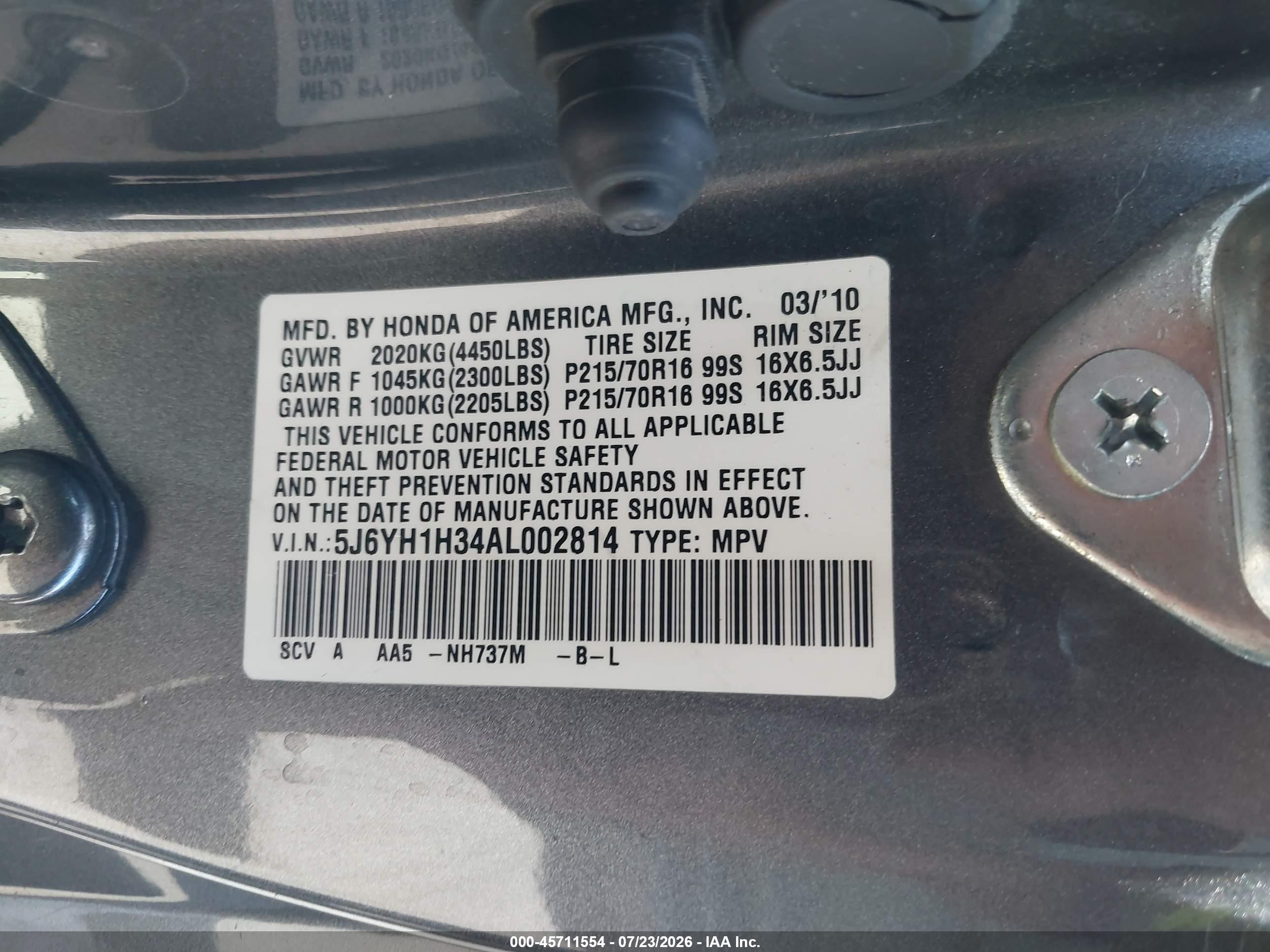 2010 Honda Element Lx Gray vin: 5J6YH1H34AL002814
