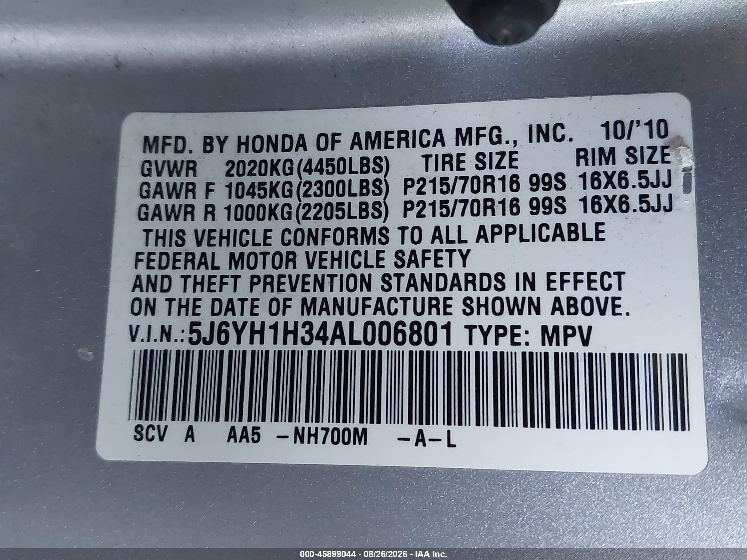 2010 Honda Element Lx Silver vin: 5J6YH1H34AL006801