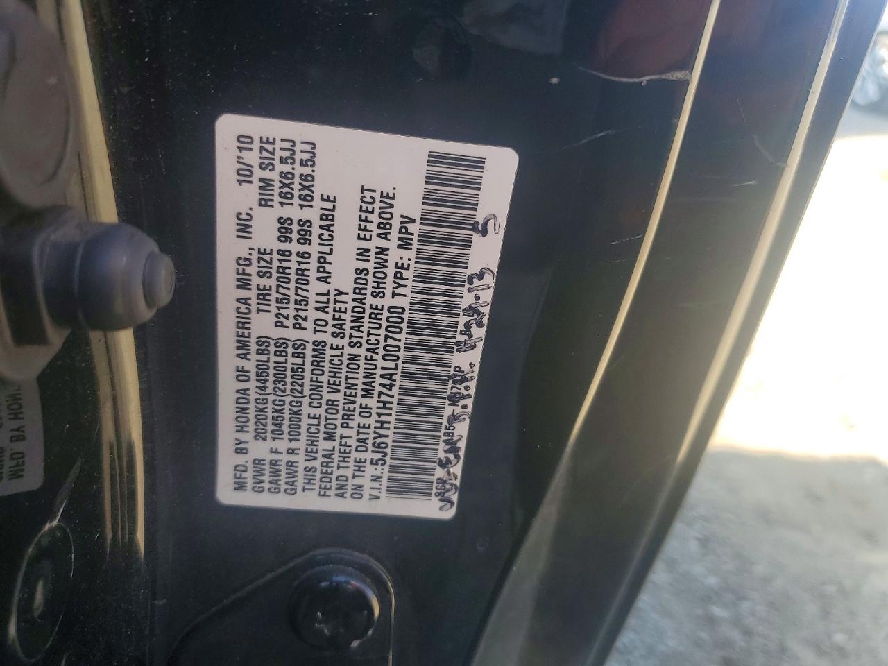 2010 Honda Element Ex Black vin: 5J6YH1H74AL007000
