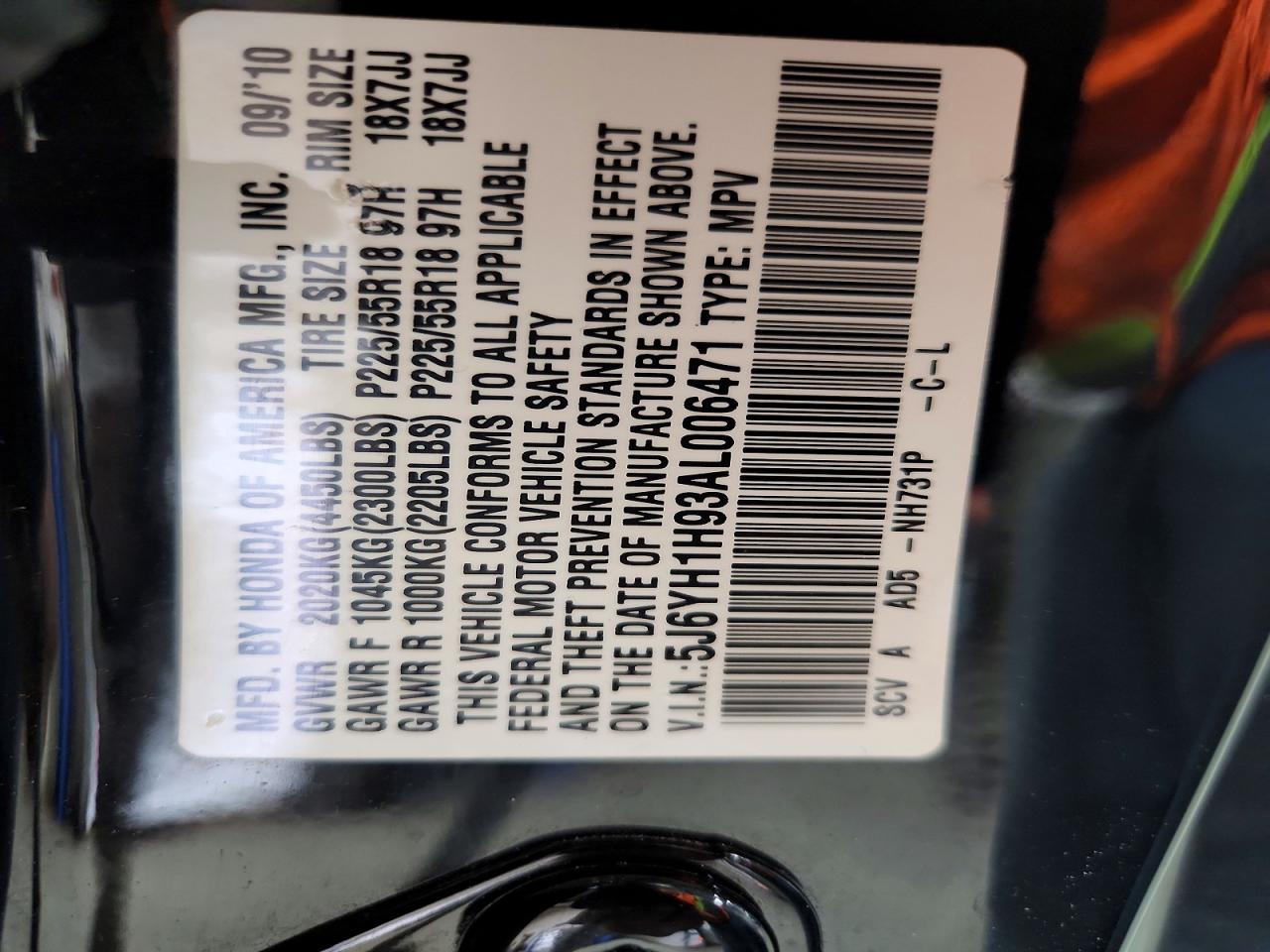 2010 Honda Element Sc Black vin: 5J6YH1H93AL006471
