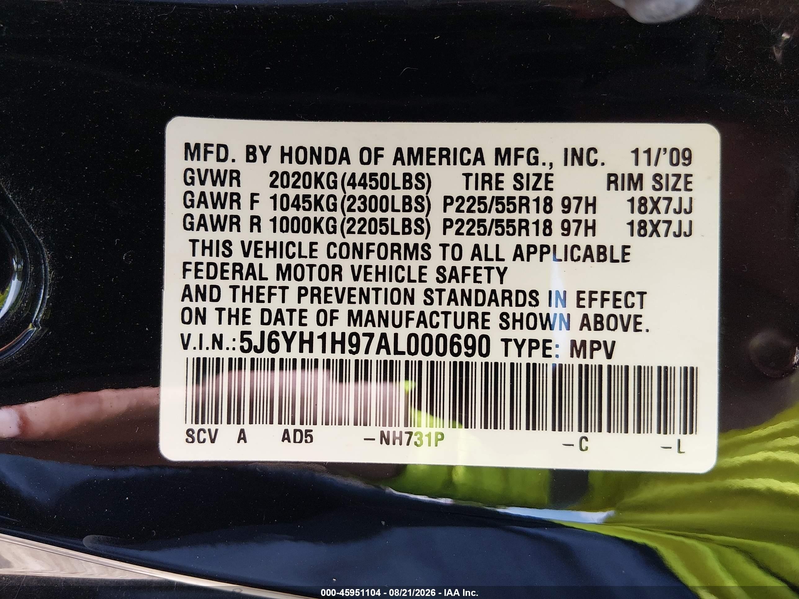 2010 Honda Element Sc Black vin: 5J6YH1H97AL000690