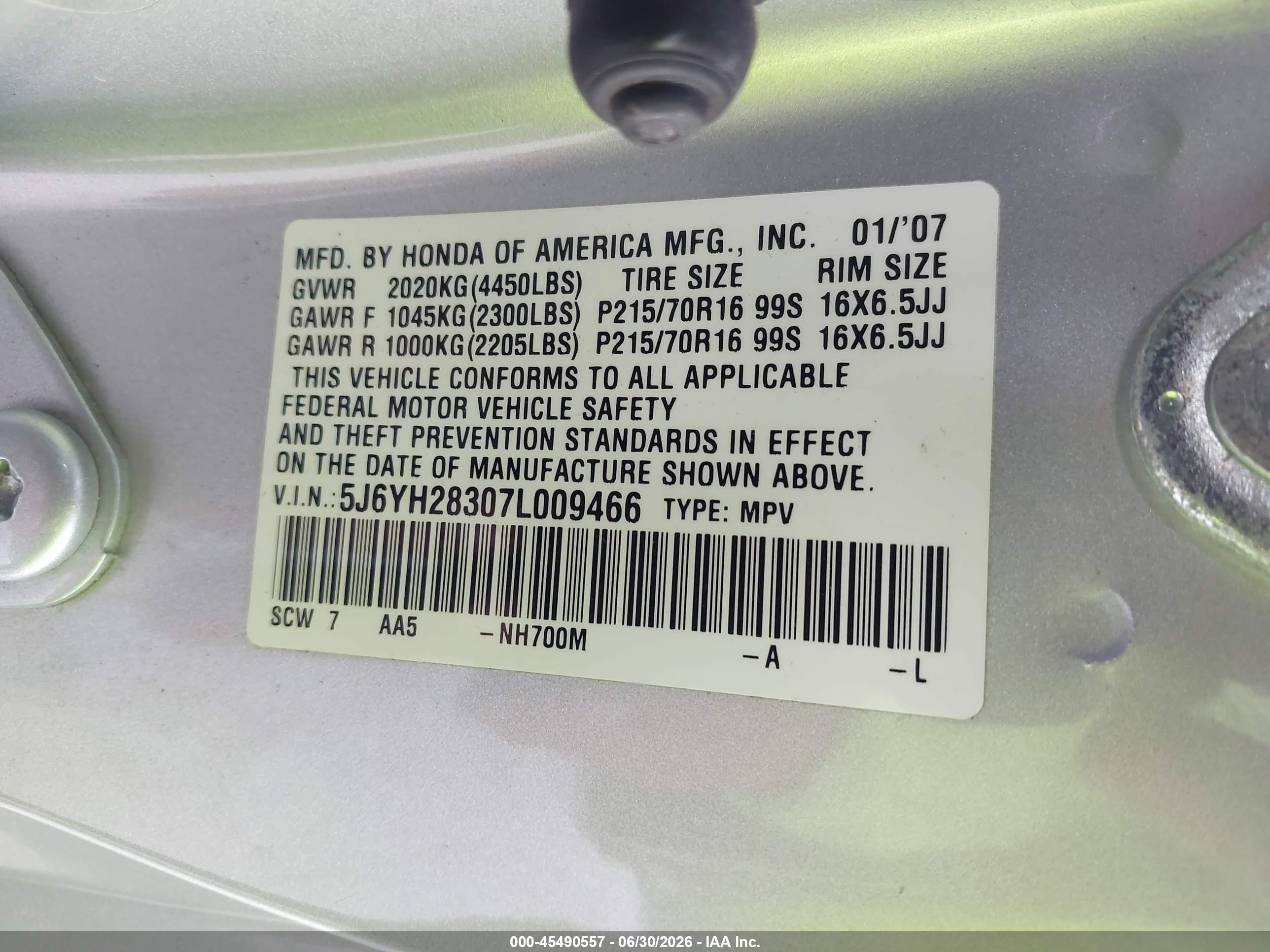 2007 Honda Element Lx Silver vin: 5J6YH28307L009466
