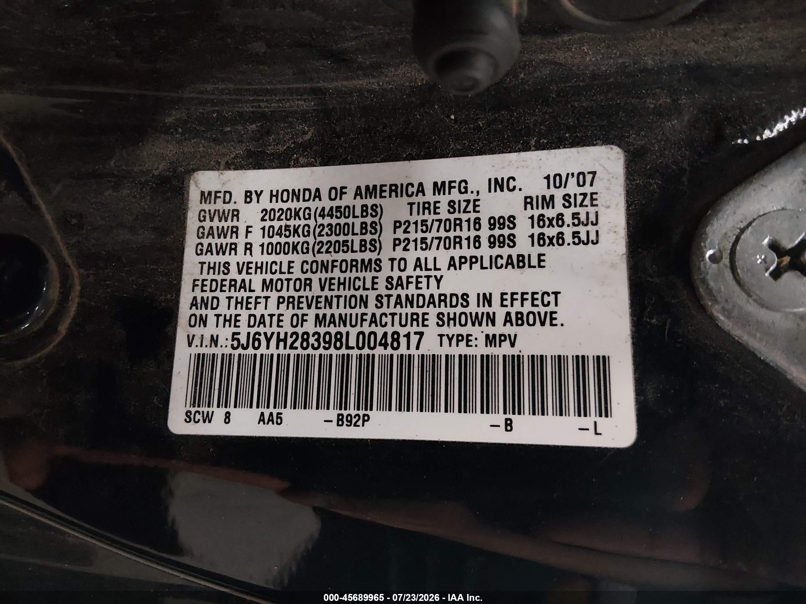 2008 Honda Element Lx Black vin: 5J6YH28398L004817