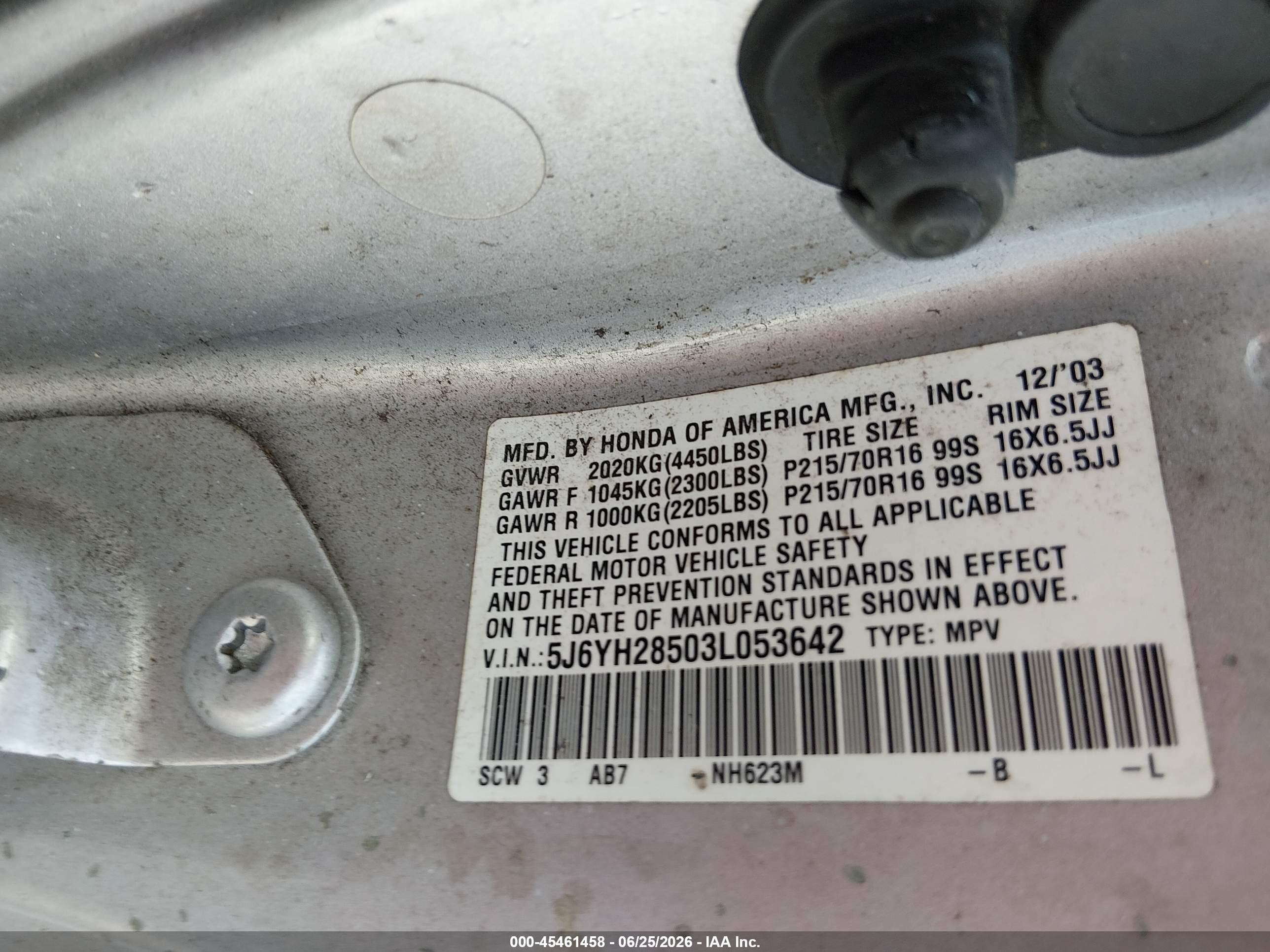 2003 Honda Element Ex Gray vin: 5J6YH28503L053642