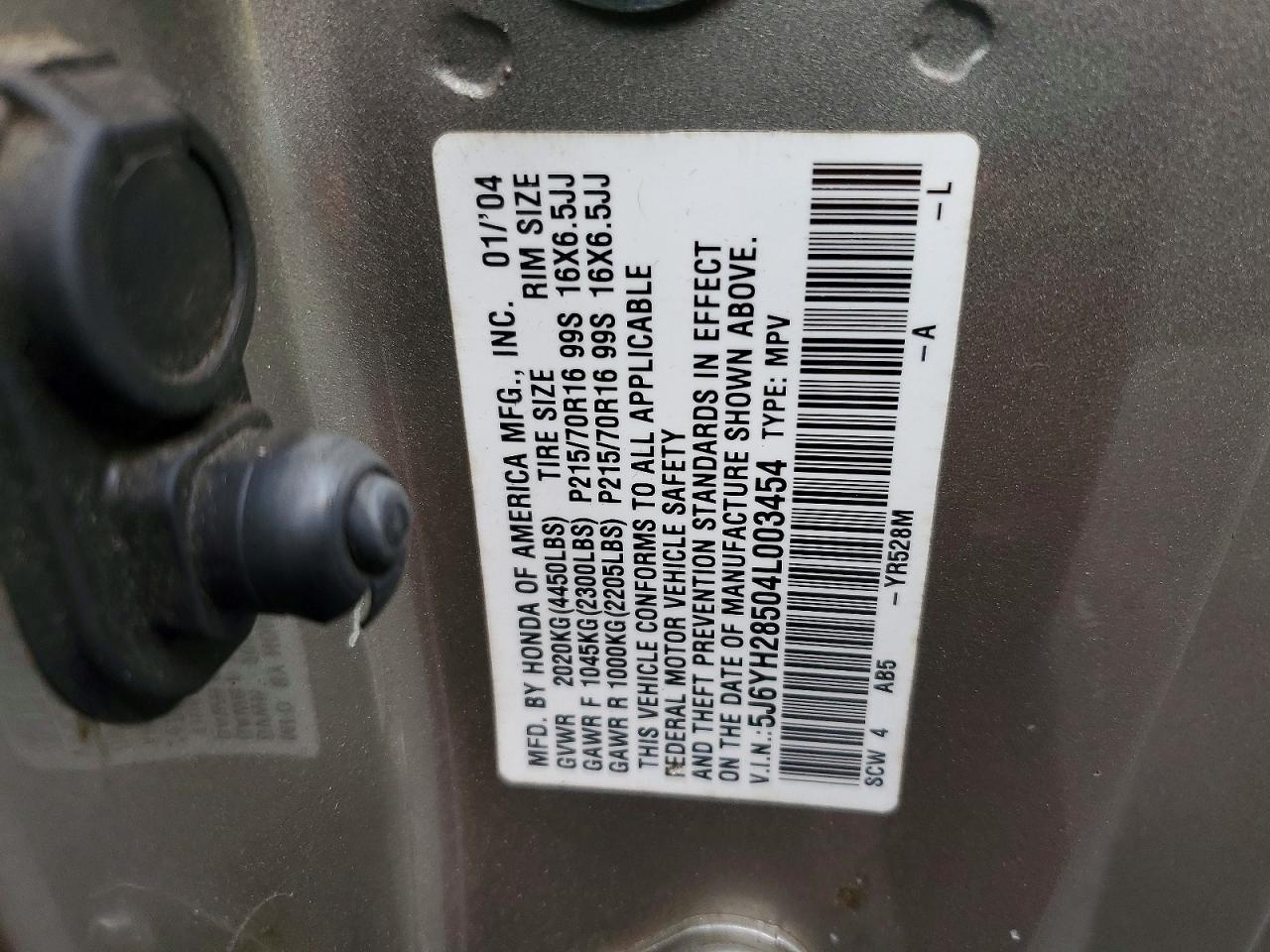 2004 Honda Element Ex Gray vin: 5J6YH28504L003454