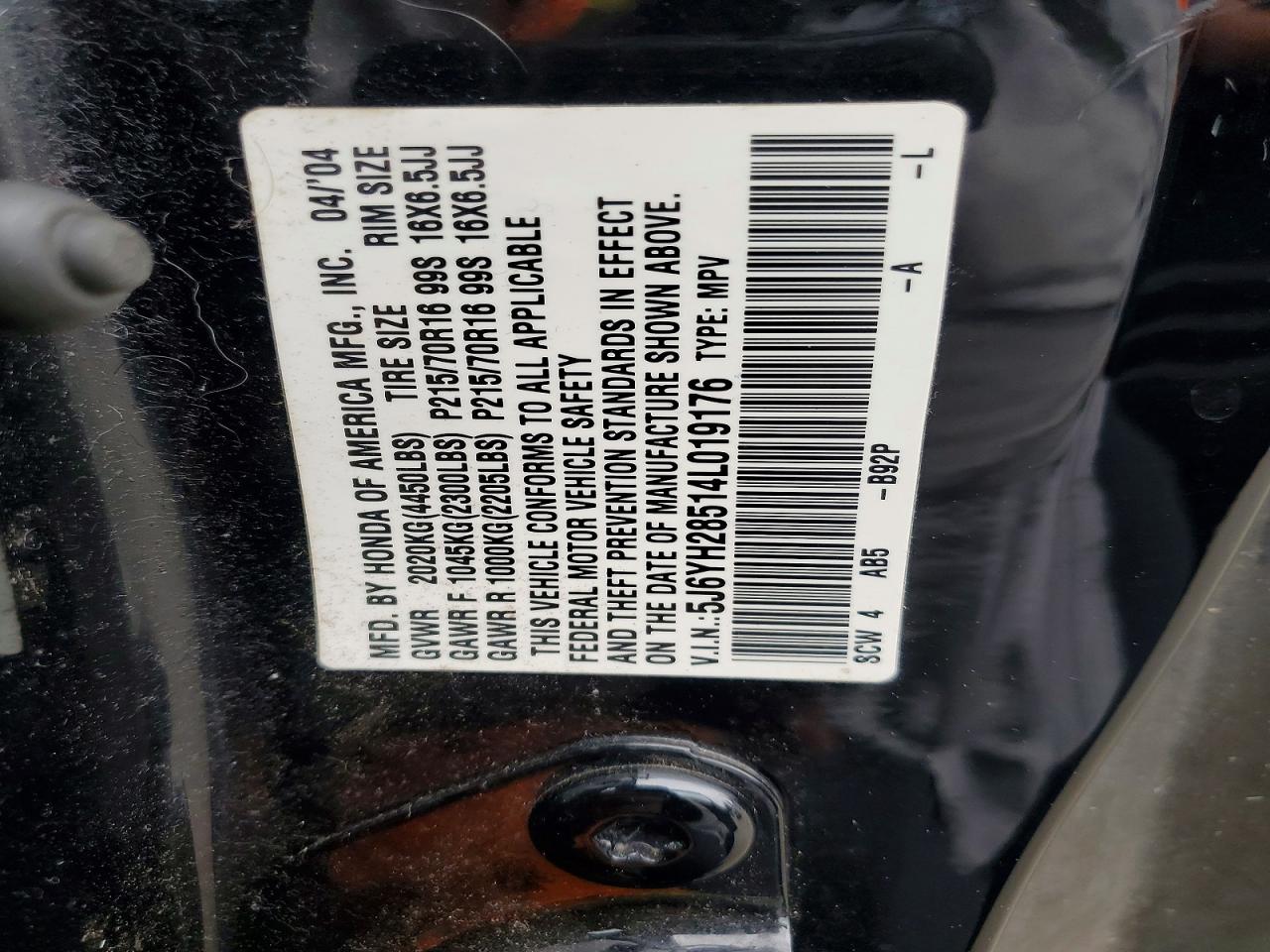 2004 Honda Element Ex Black vin: 5J6YH28514L019176