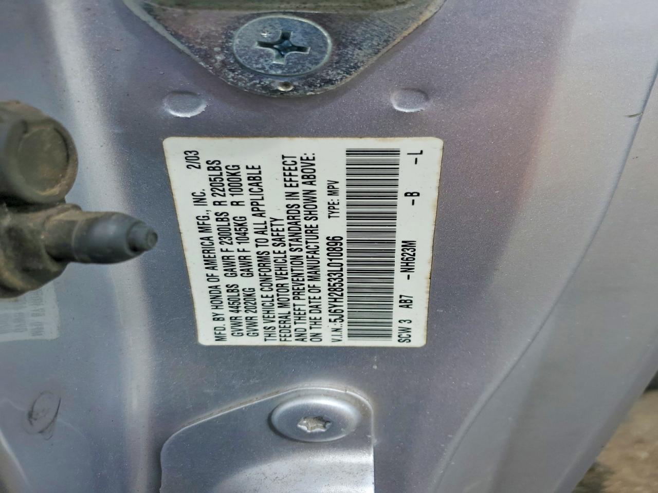 2003 Honda Element Ex Silver vin: 5J6YH28533L010896