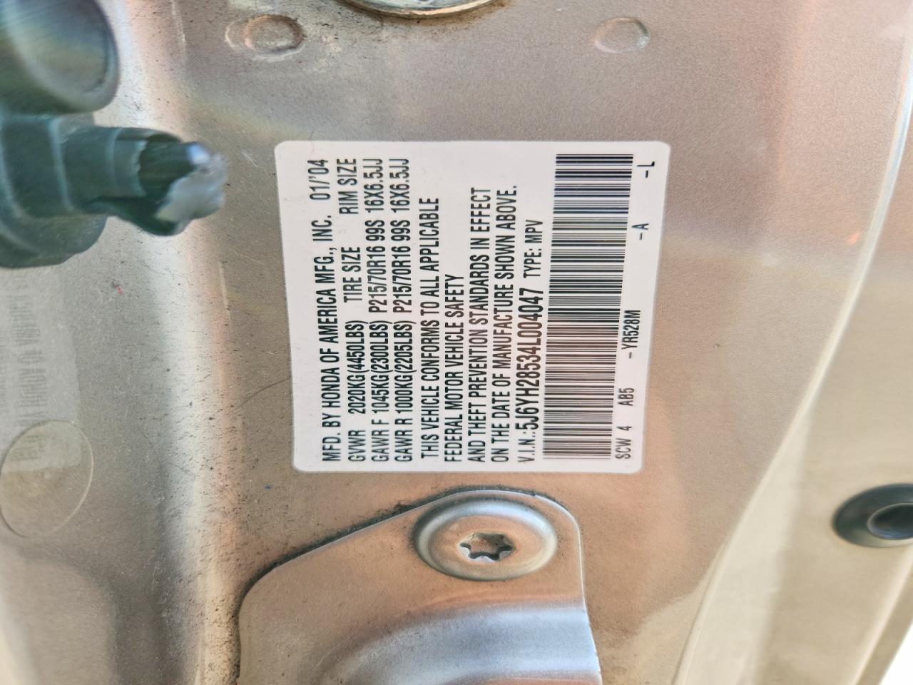 2004 Honda Element Ex Gray vin: 5J6YH28534L004047