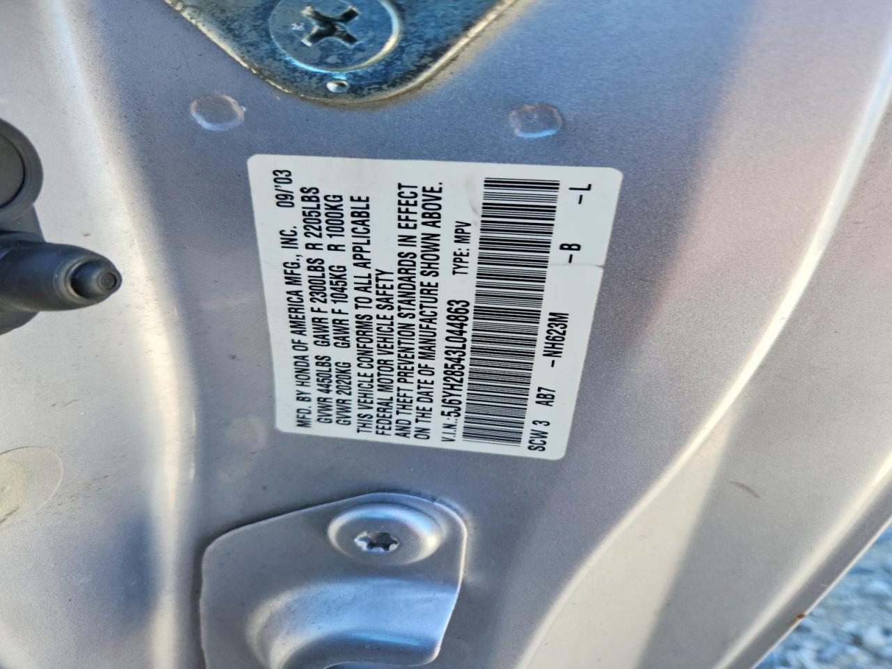 2003 Honda Element Ex Silver vin: 5J6YH28543L044863