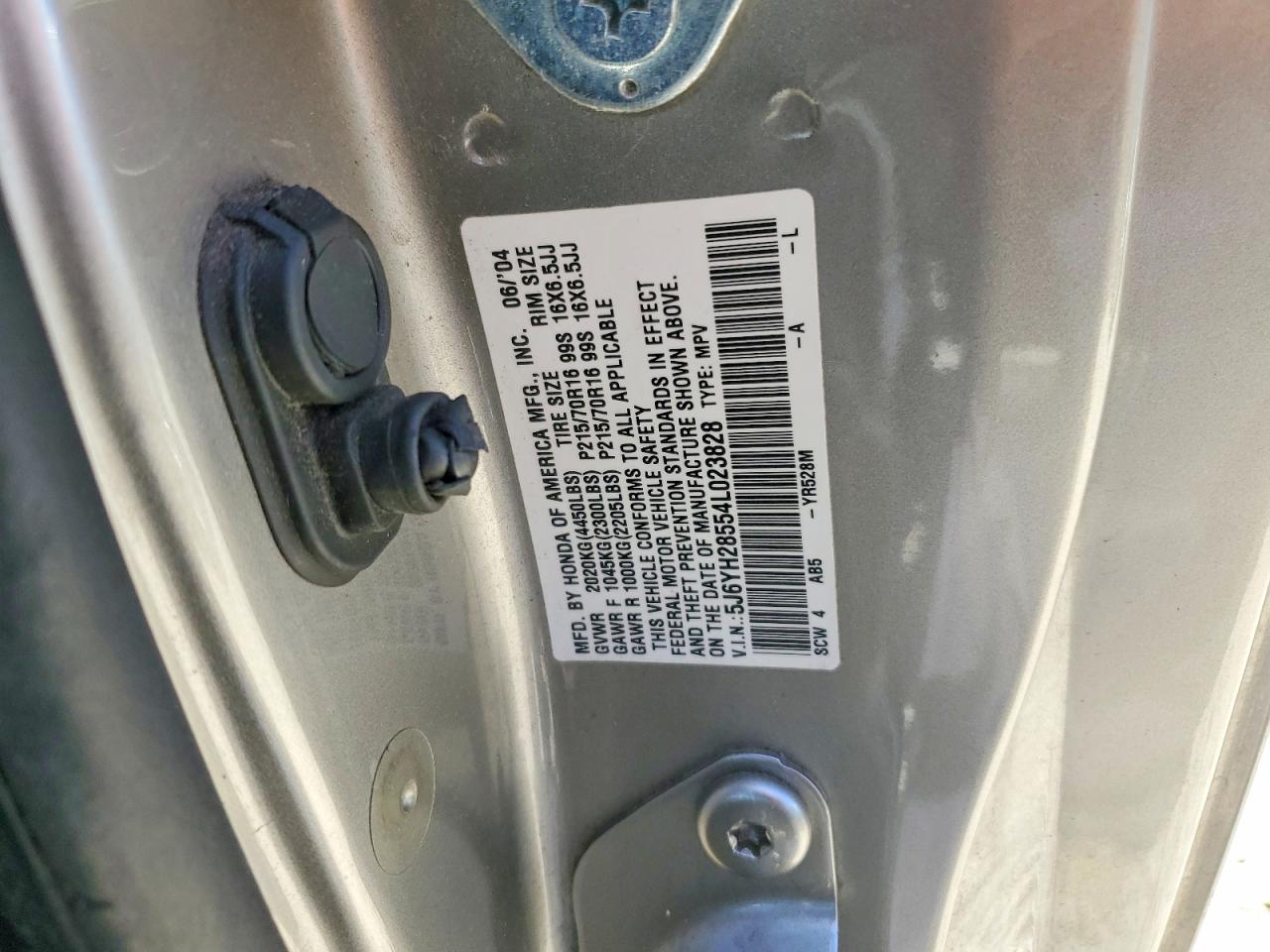 2004 Honda Element Ex Silver vin: 5J6YH28554L023828
