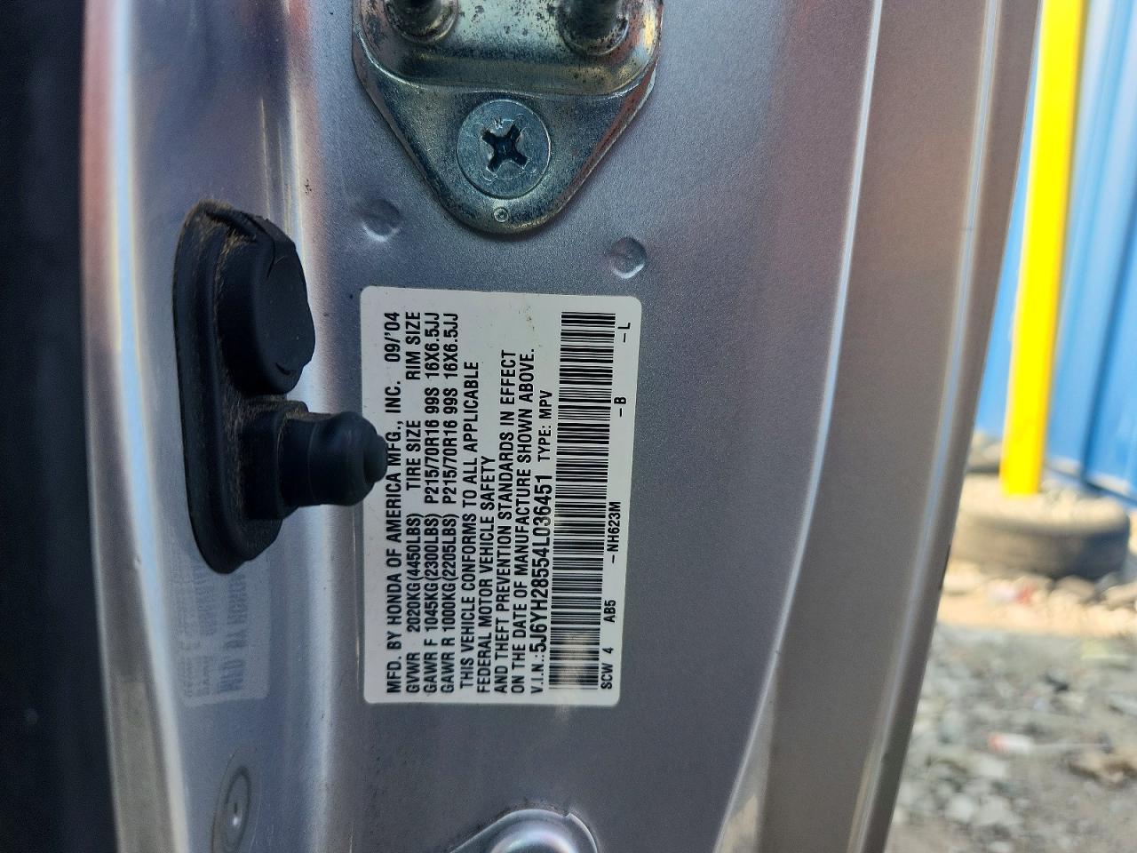 2004 Honda Element Ex Серый vin: 5J6YH28554L036451