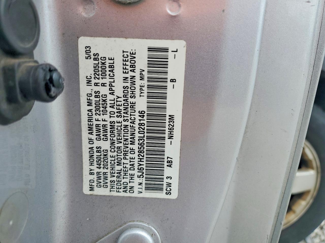 2003 Honda Element Ex Silver vin: 5J6YH28563L028146