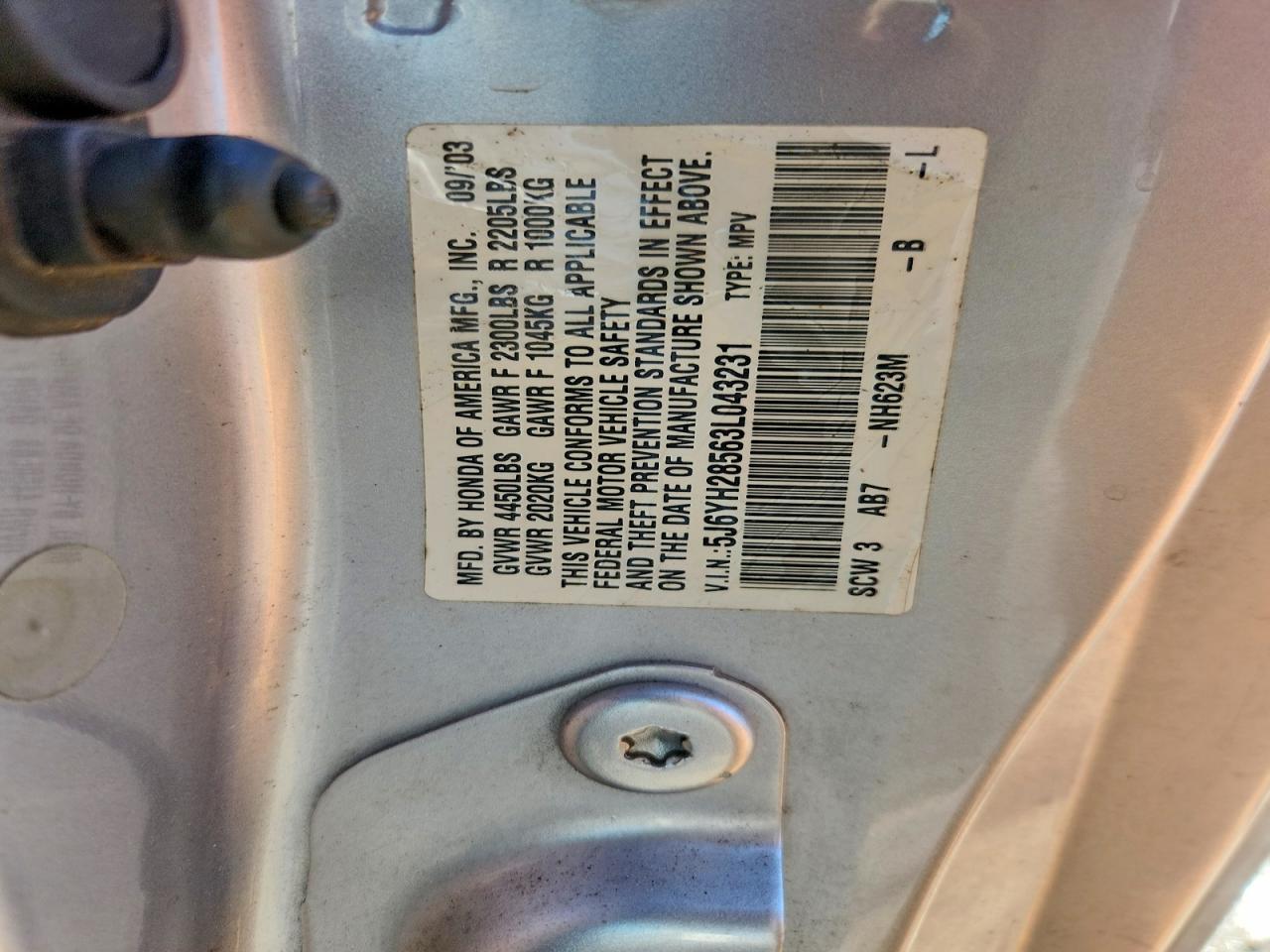 2003 Honda Element Ex Gray vin: 5J6YH28563L043231