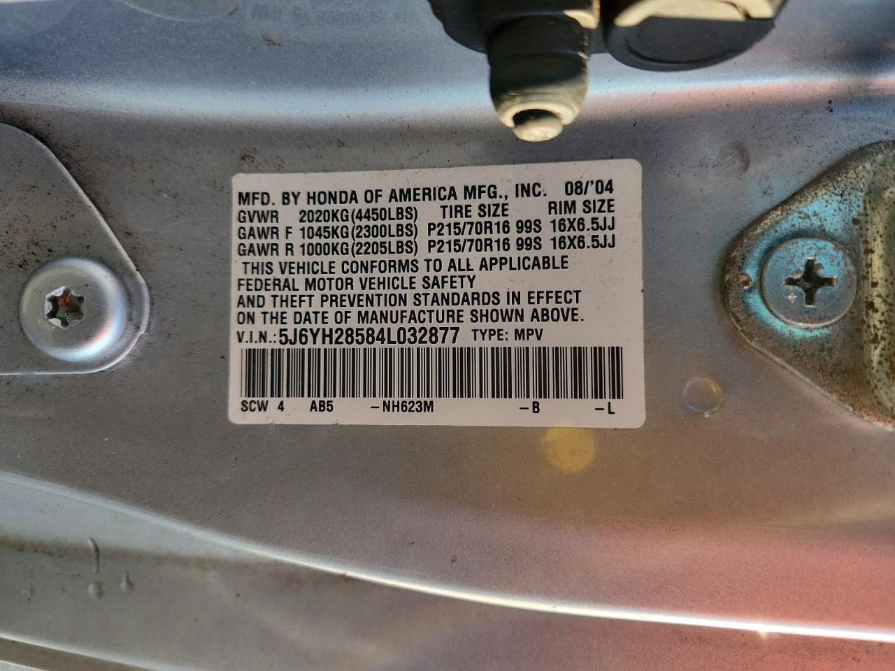 2004 Honda Element Ex Silver vin: 5J6YH28584L032877
