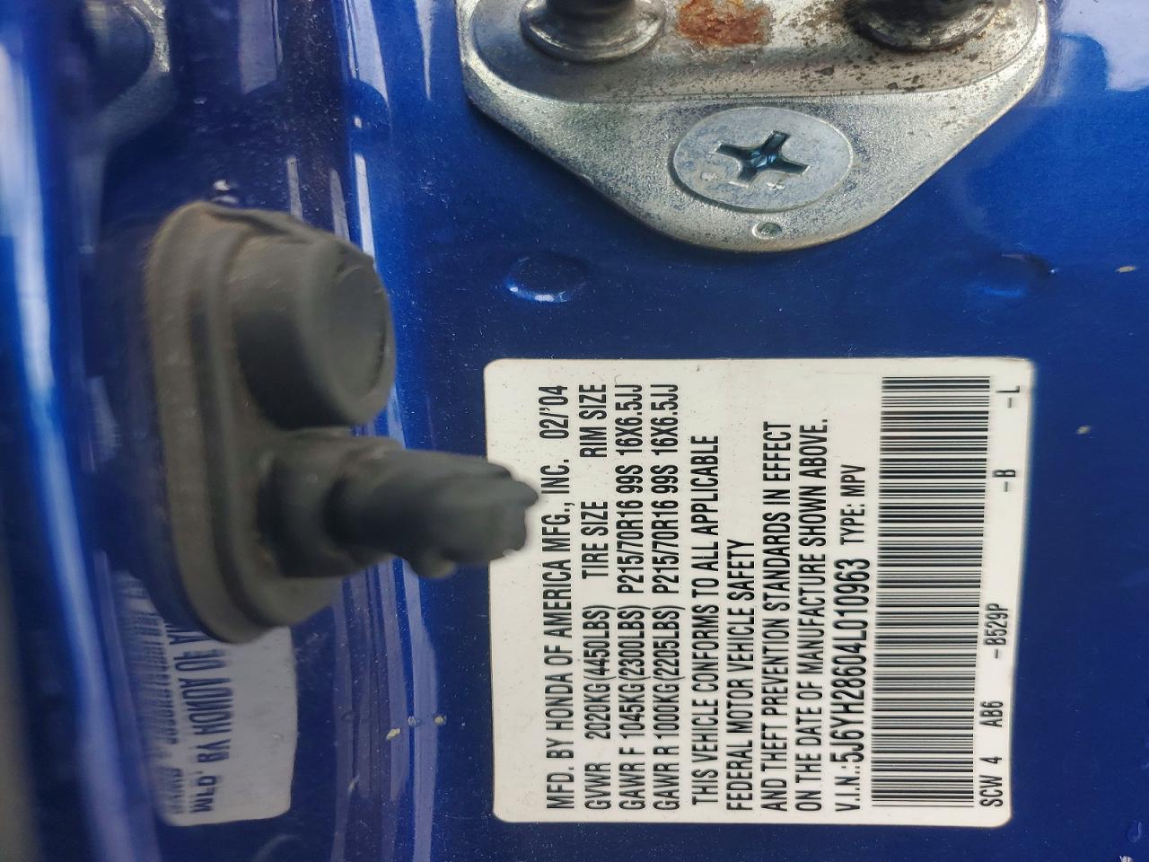2004 Honda Element Ex Blue vin: 5J6YH28604L010963