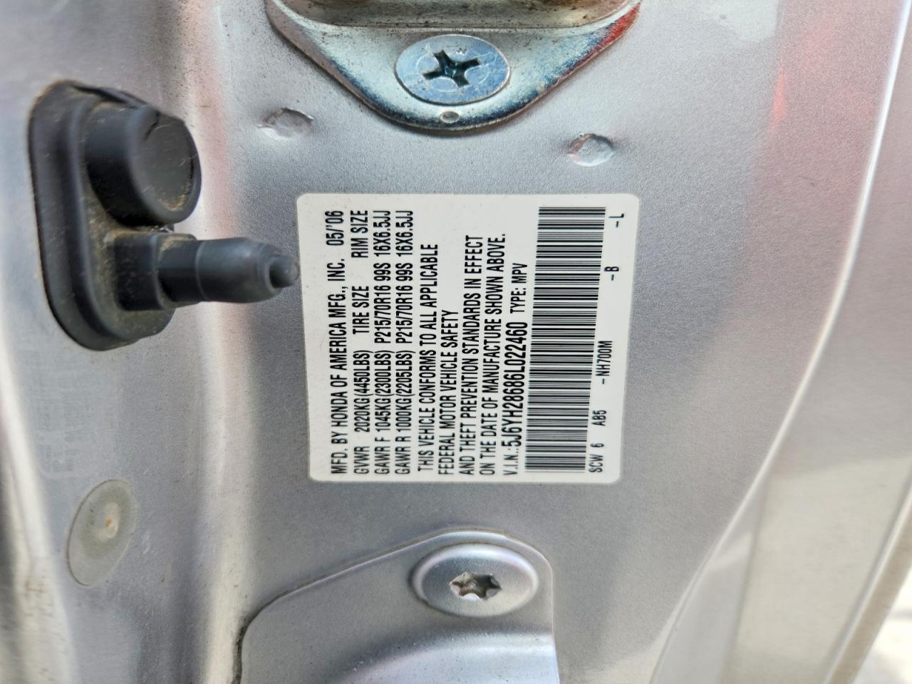 2006 Honda Element Ex Silver vin: 5J6YH28686L022460