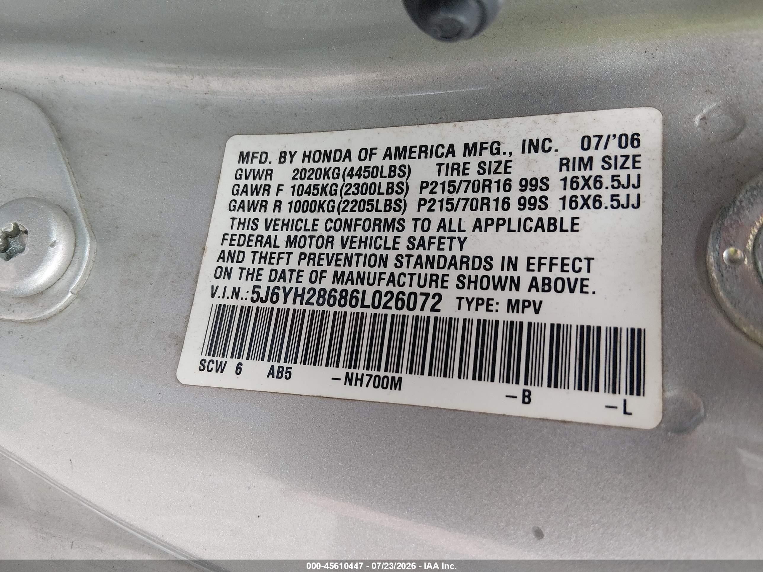 2006 Honda Element Ex Синий vin: 5J6YH28686L026072