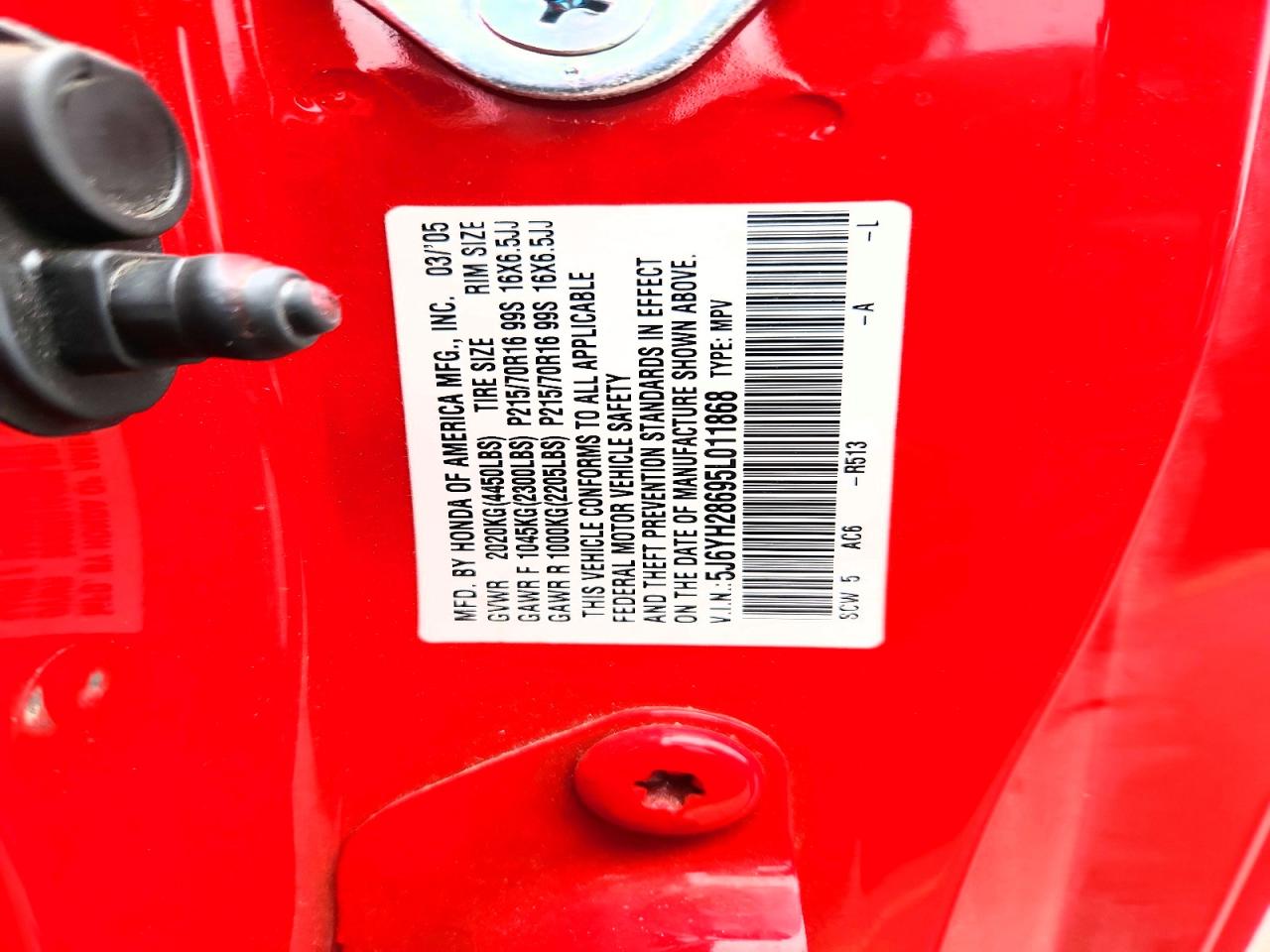 2005 Honda Element Ex Красный vin: 5J6YH28695L011868