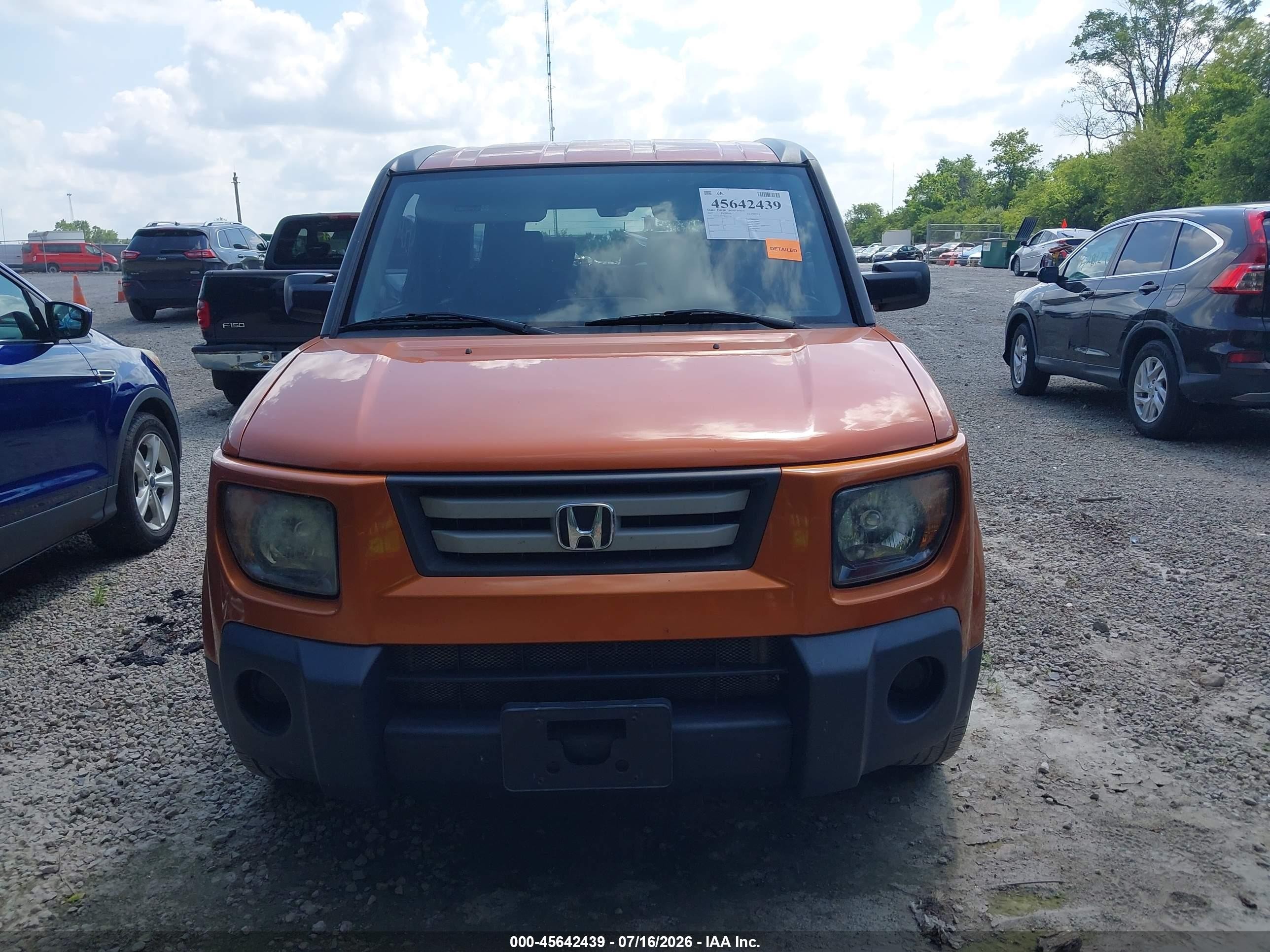 2007 Honda Element Ex Orange vin: 5J6YH28747L009506