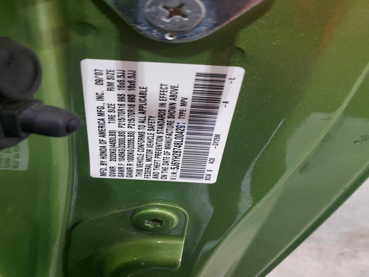 2008 Honda Element Ex Зеленый vin: 5J6YH28748L004291