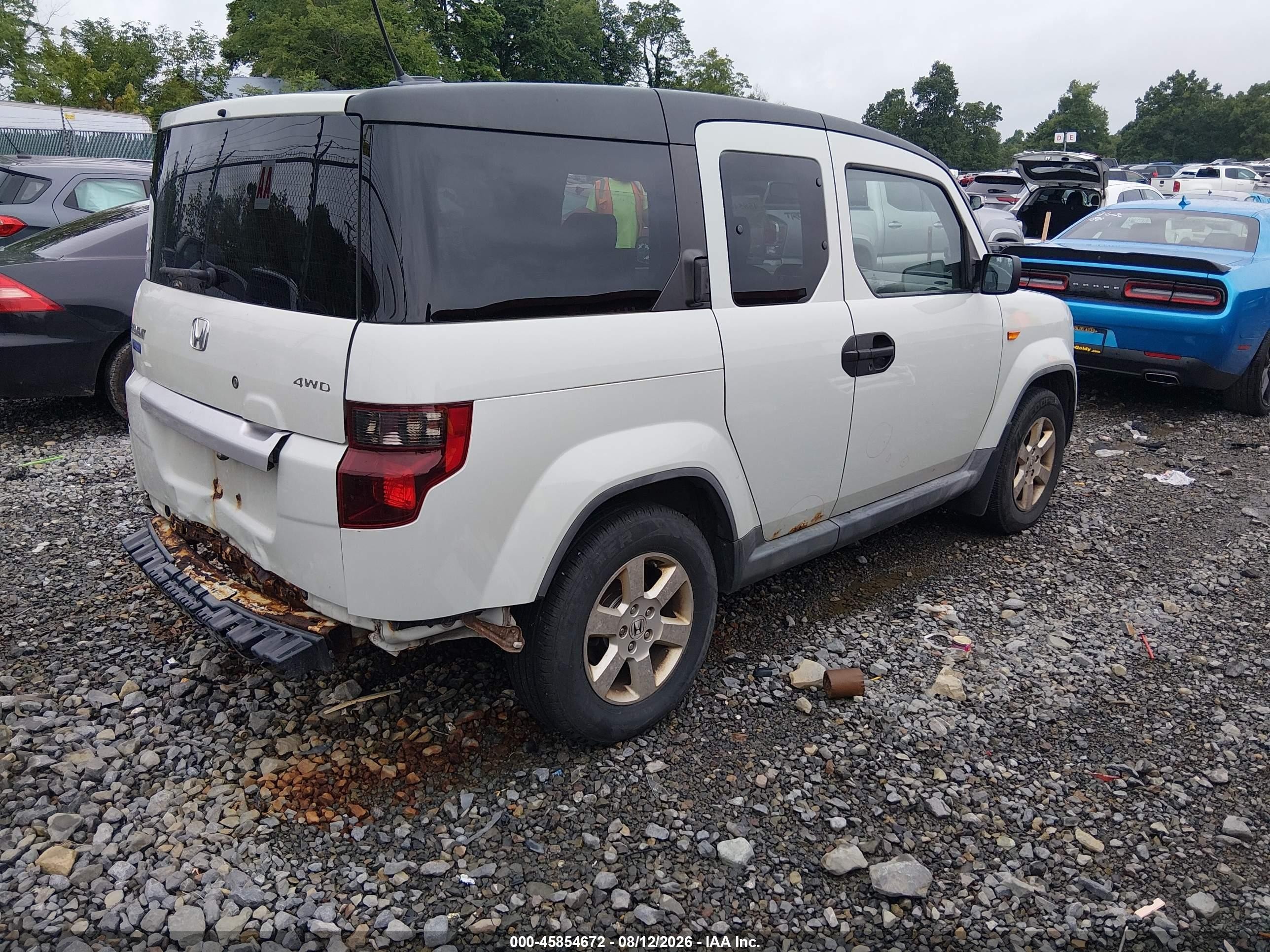 2009 Honda Element Ex White vin: 5J6YH28759L002096