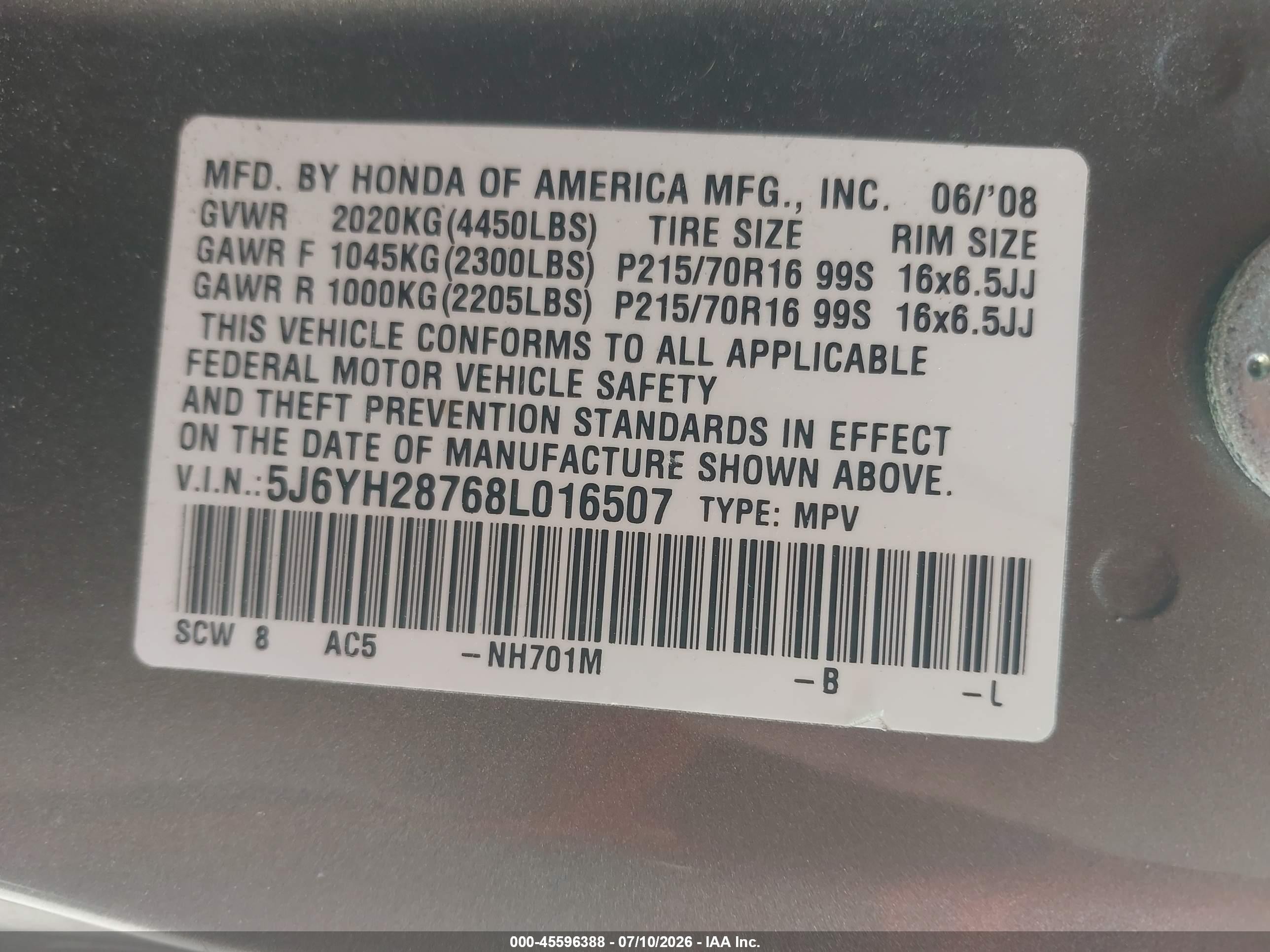 2008 Honda Element Ex Gray vin: 5J6YH28768L016507