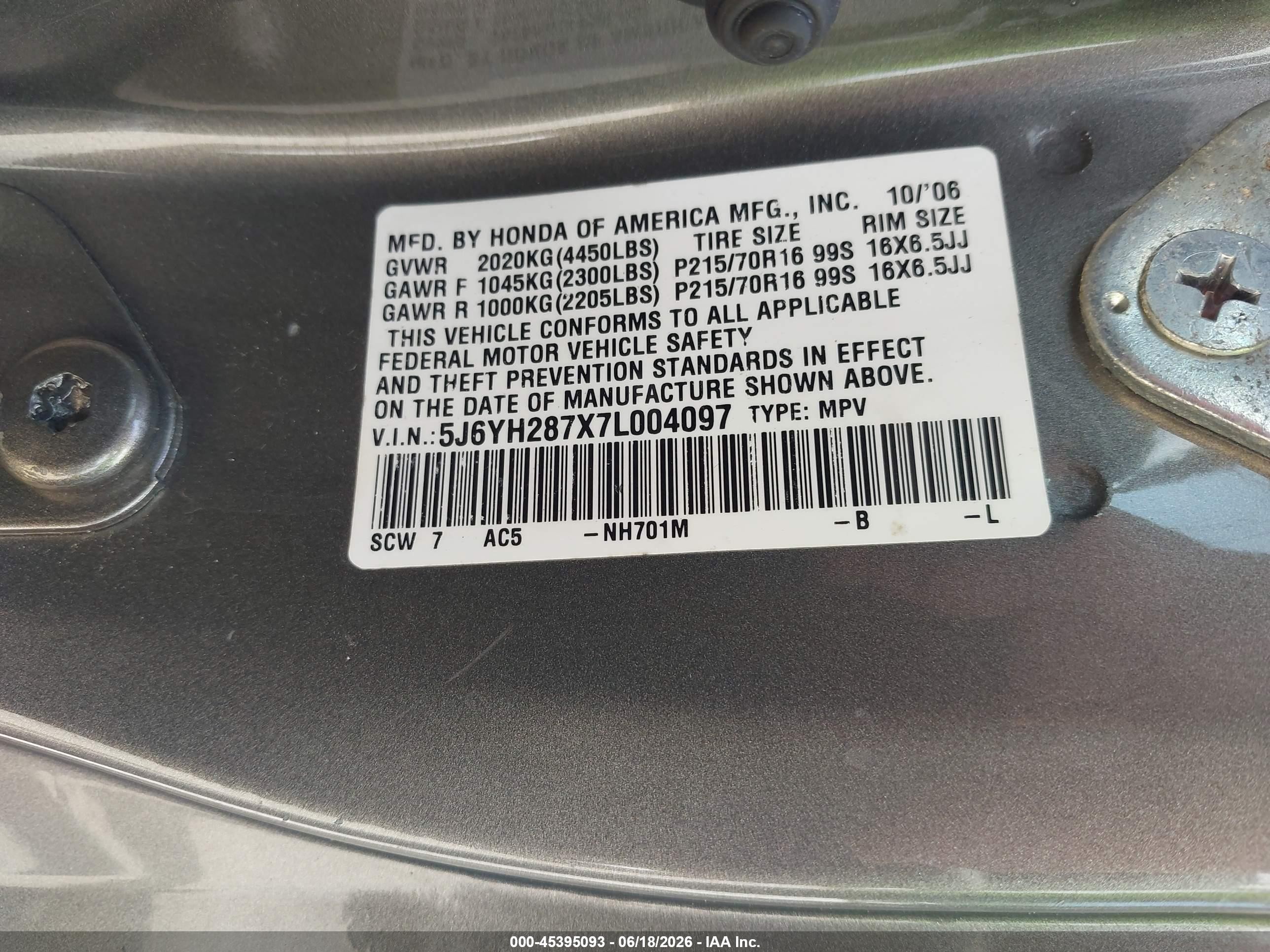 2007 Honda Element Ex Champagne vin: 5J6YH287X7L004097