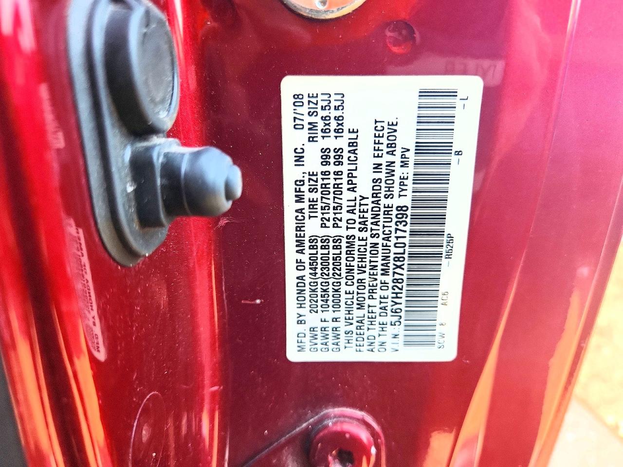 2008 Honda Element Ex Maroon vin: 5J6YH287X8L017398