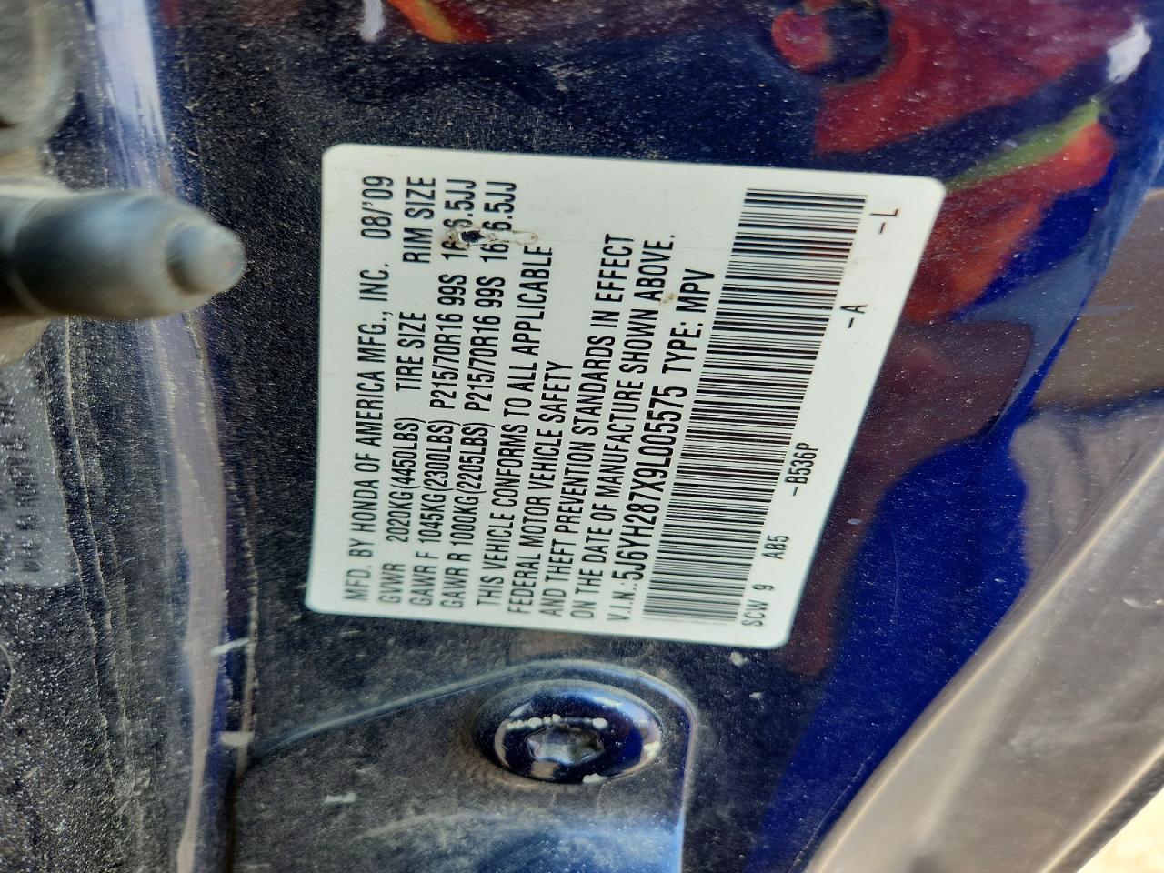 2009 Honda Element Ex Blue vin: 5J6YH287X9L005575