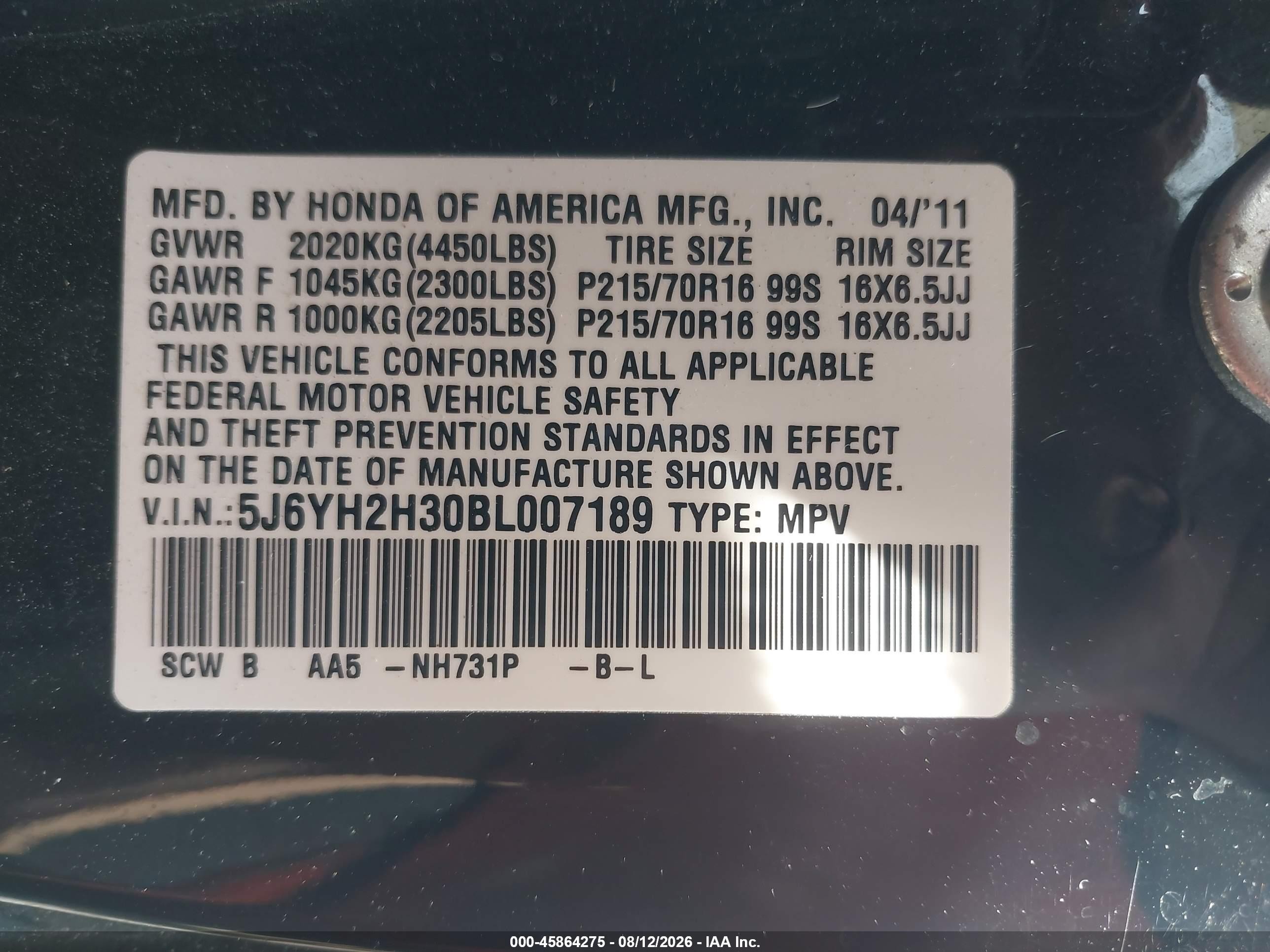 2011 Honda Element Lx Black vin: 5J6YH2H30BL007189