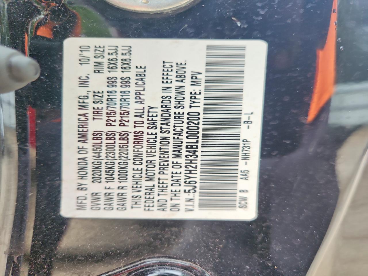 2011 Honda Element Lx Черный vin: 5J6YH2H34BL000200