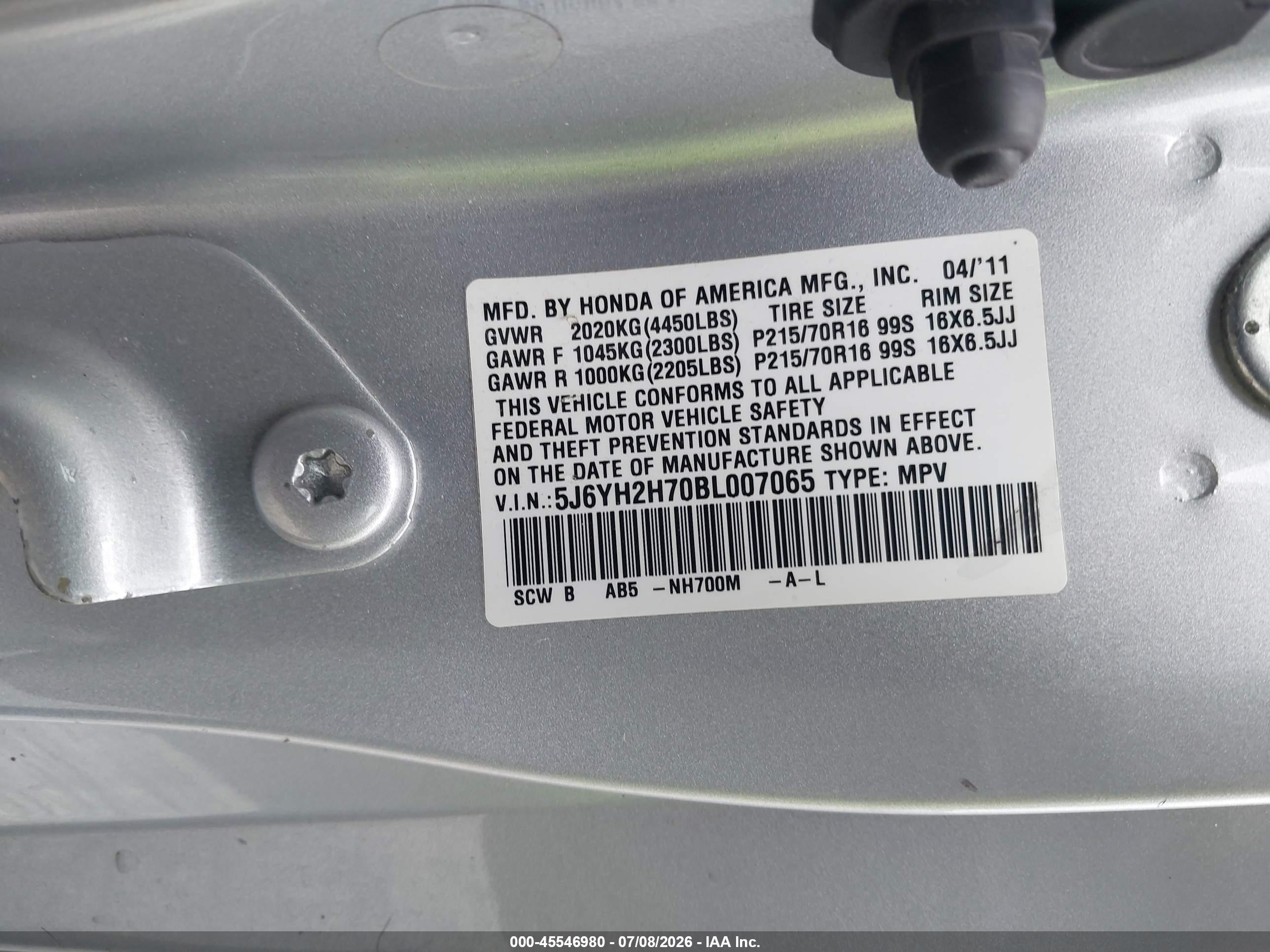 2011 Honda Element Ex Silver vin: 5J6YH2H70BL007065